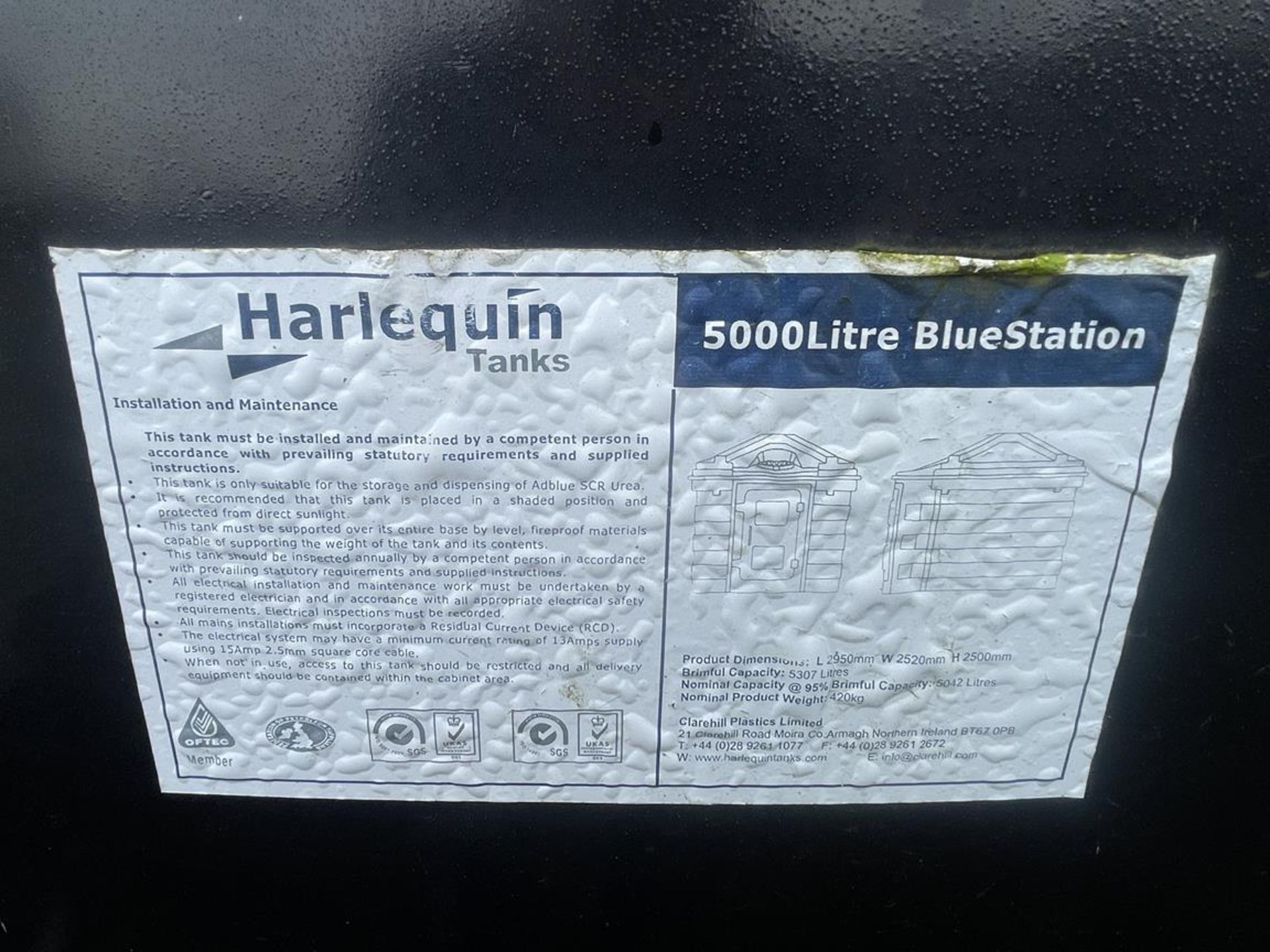2013 Harlequin BlueStation 5,000 Litre Bunded AdBlue Tank S/No. 5234 Fitted with Piusi F0020305A - Image 4 of 5