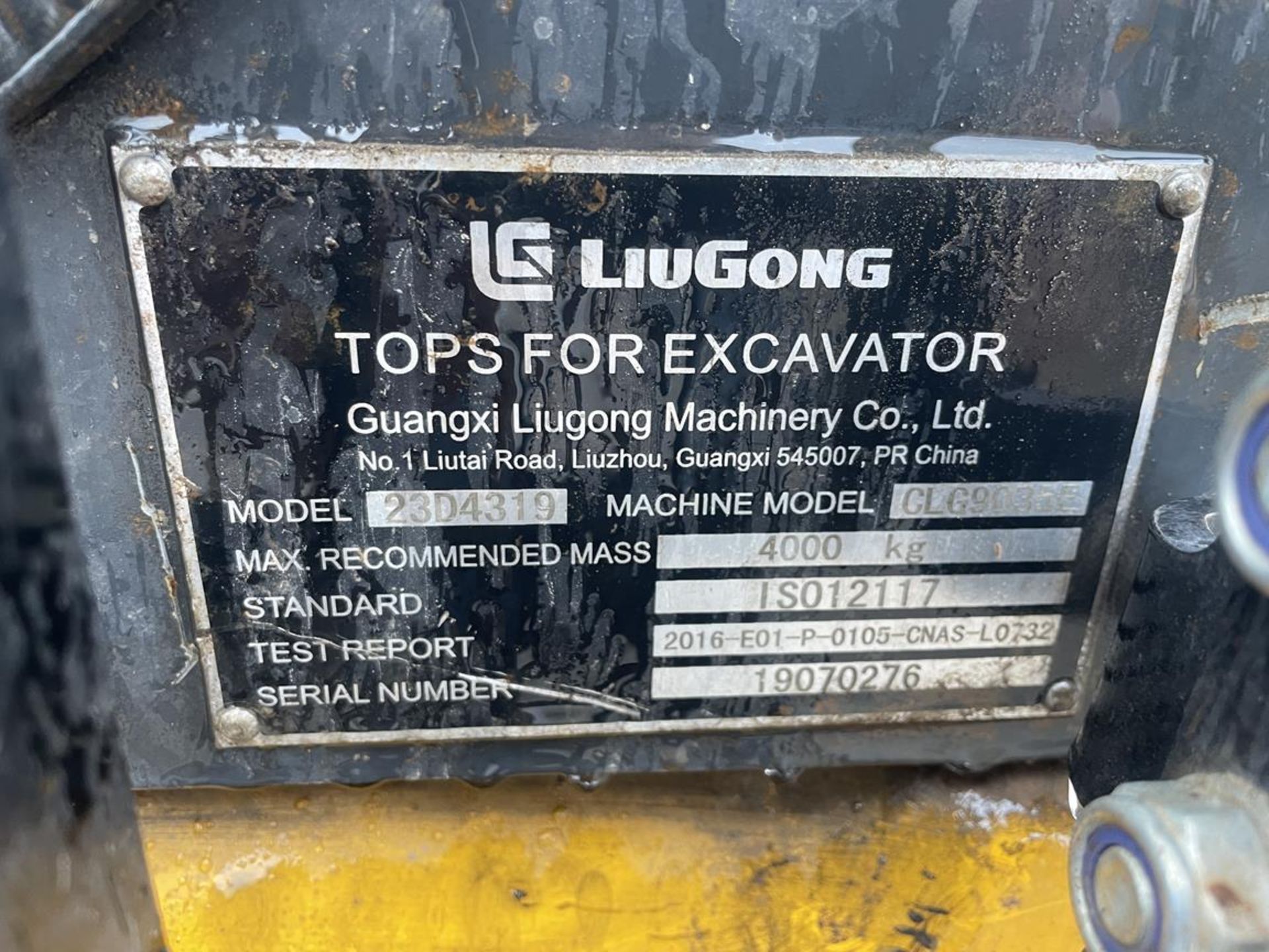 Liugong CLG9035E 3.9-Ton Operating Mass Hydraulic Mini Excavator S/No. LGC9035ELKC237188 (YOM: - Image 9 of 16