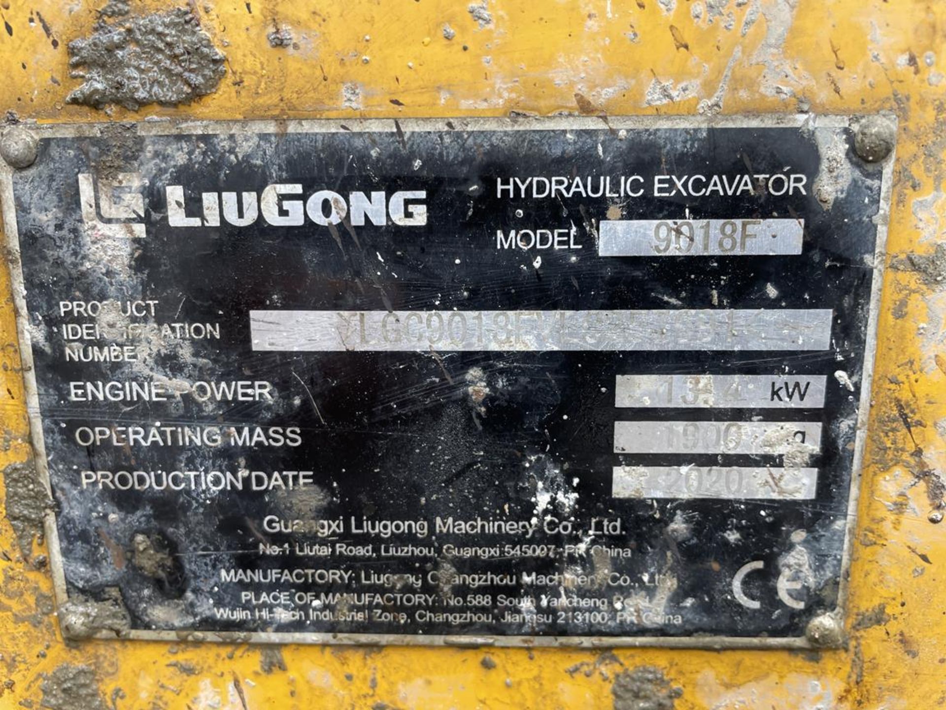 Liugong 9018F 1.9-Ton Hydraulic Mini Excavator S/No. LGC9018FVL0257691 (YOM: 2020), Run Hours: 446. - Image 7 of 17