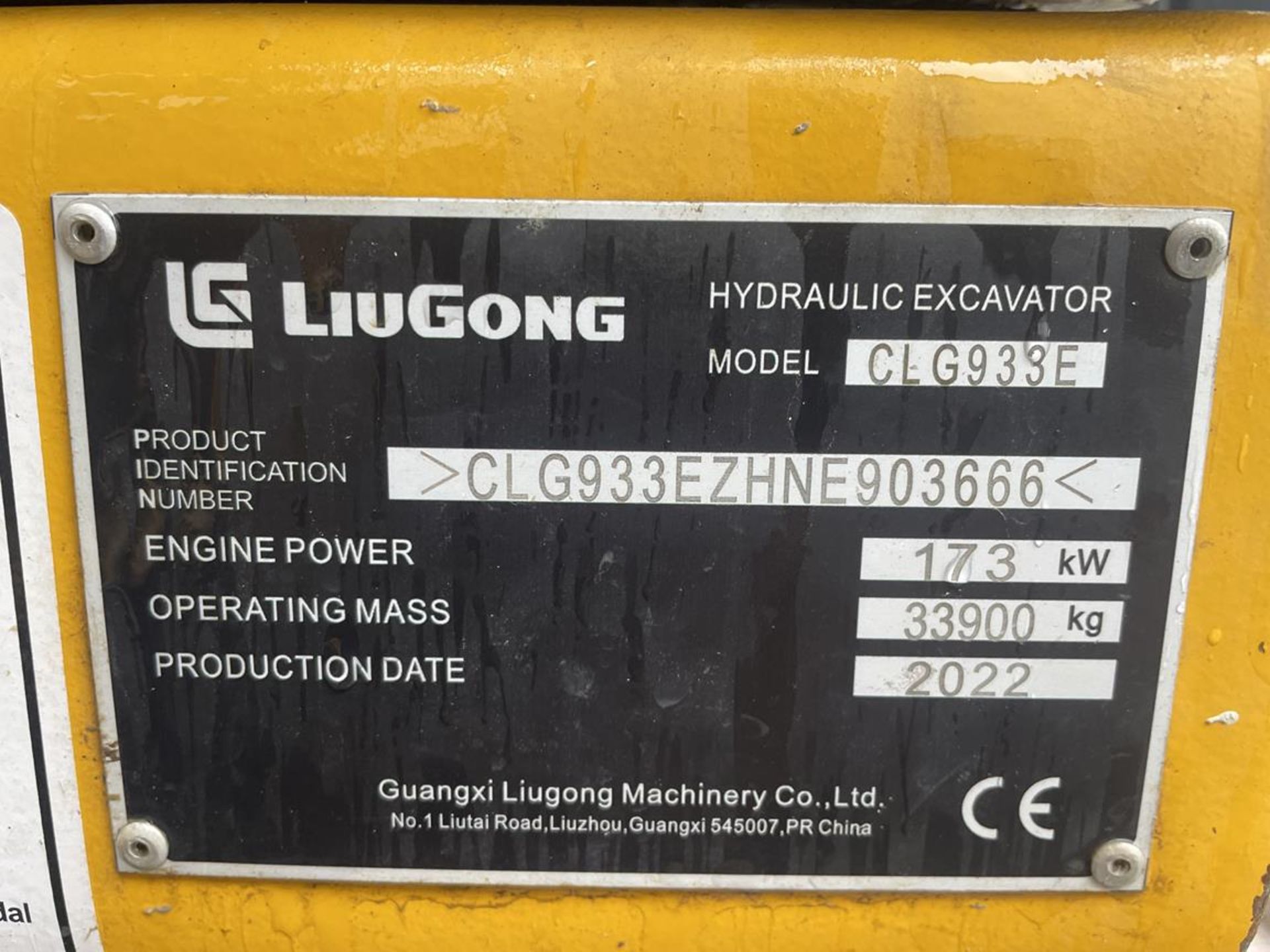 Liugong CLG933E 33.9-Ton Operating Mass Tracked Excavator S/No. CLG933EZHNE903666 (YOM: 2022), Run - Bild 11 aus 16