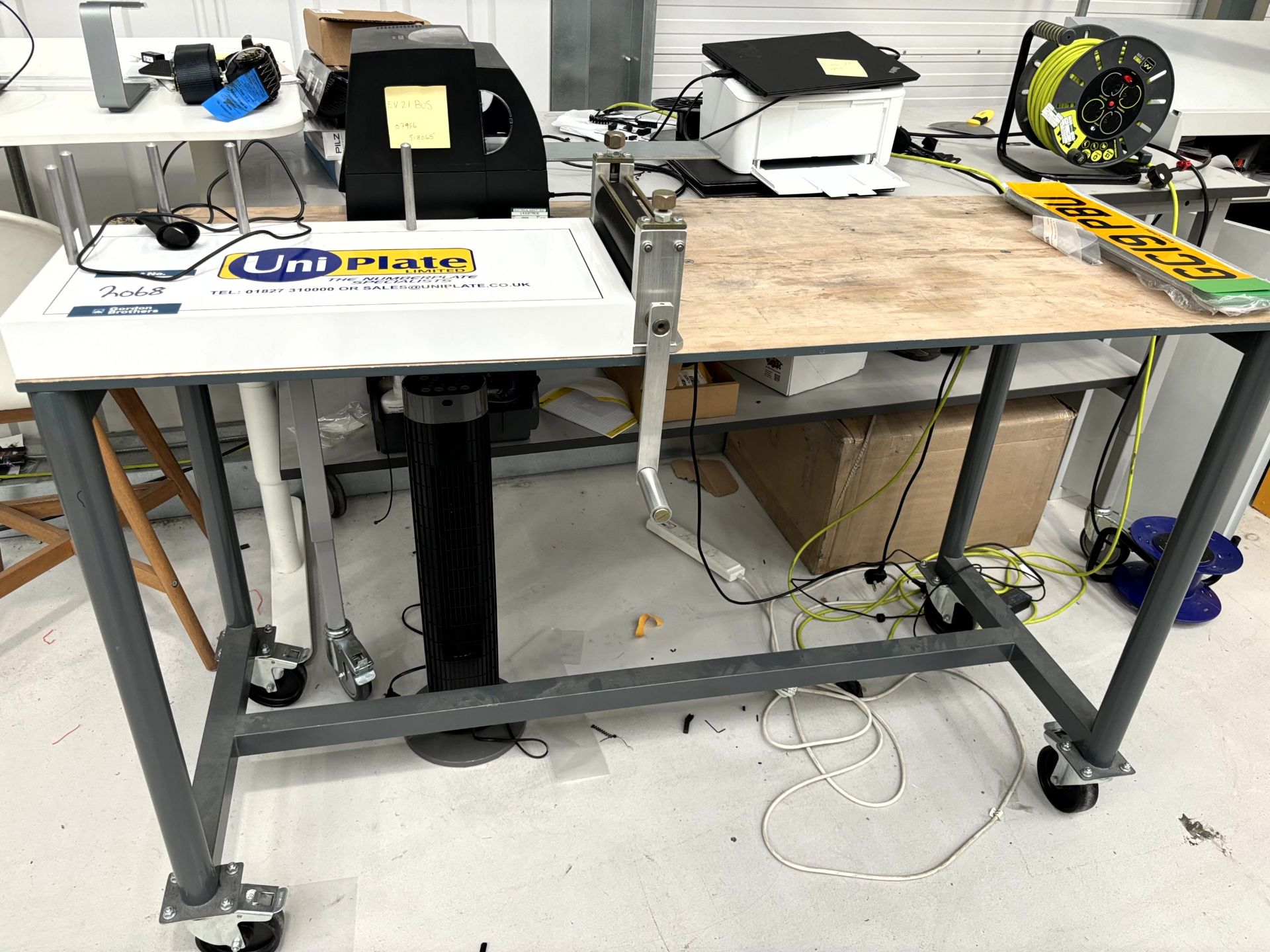 Number plate assembly jig with Uniplate, 100 number plate roller and Citizen, CL-SG21III label print