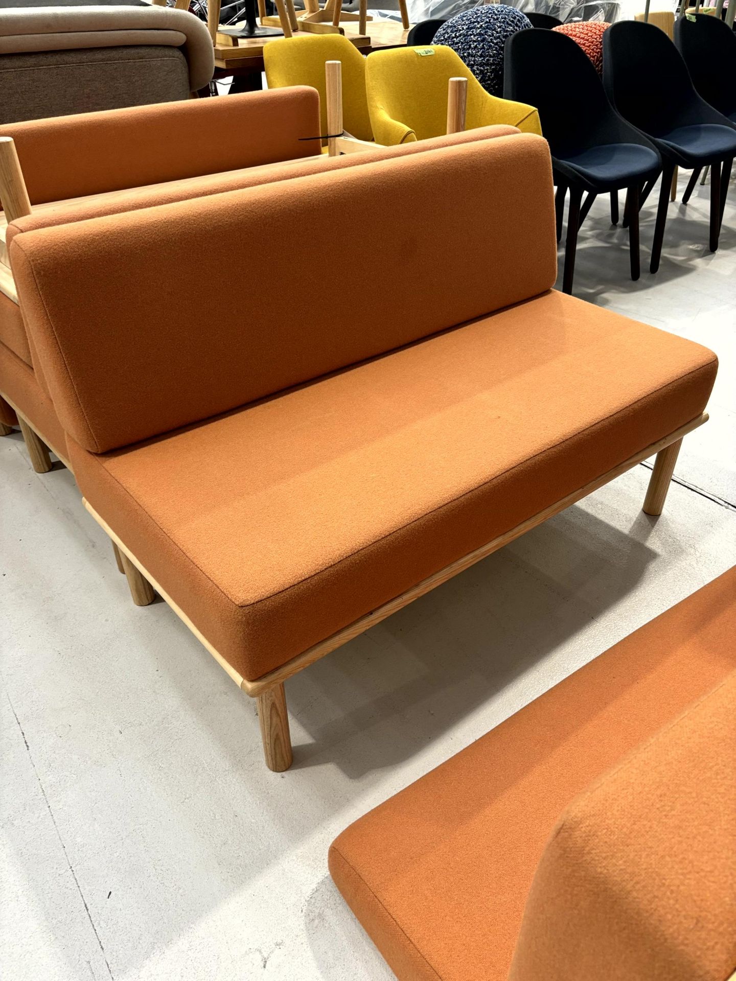 2x (no.) cloth upholstered bench seats