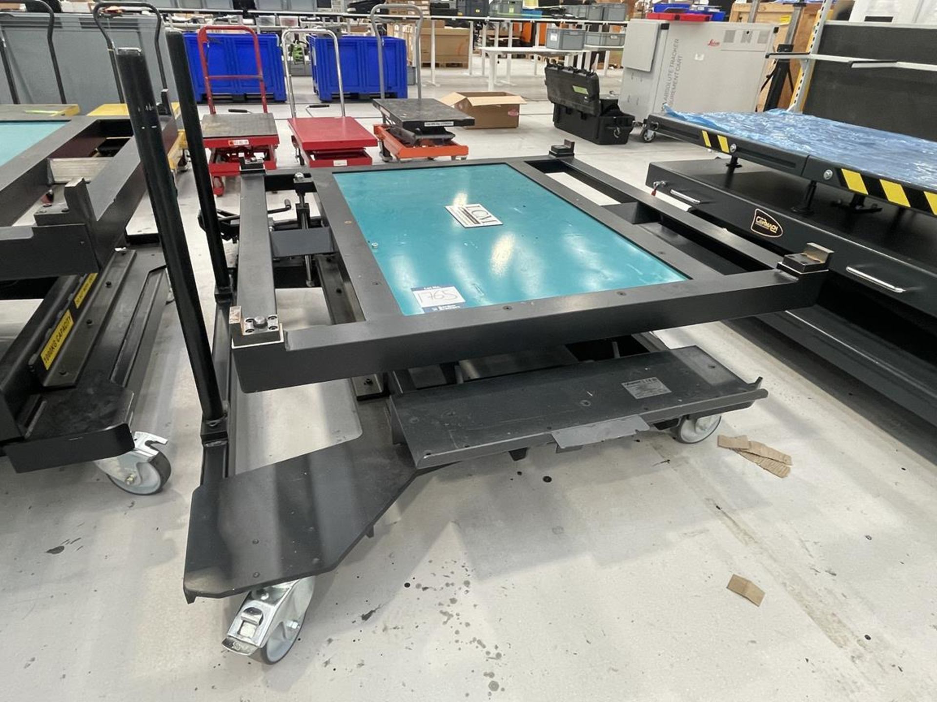 Advanced Handling, SC-1250-S-M-BE hydraulic scissor lift table, approx. 1400x1380mm, Serial No. 2186