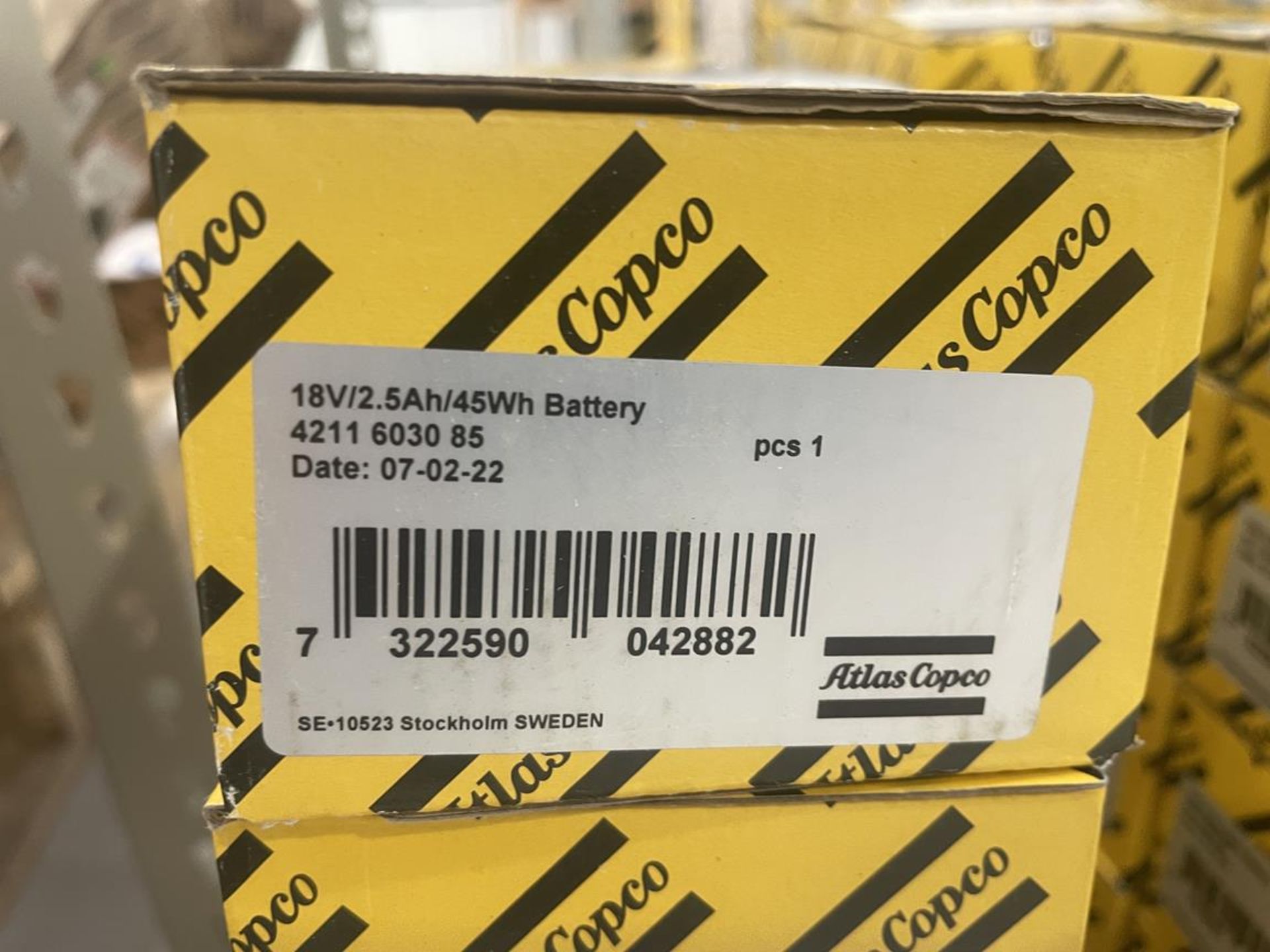 8x (no.) Atlas Copco, 4211 6030 85, 18v/2.5 amp batteries (boxed and unused) - Image 2 of 2