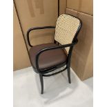 4x (no.) boxes tan rattan back chairs with arms (one chair per box)