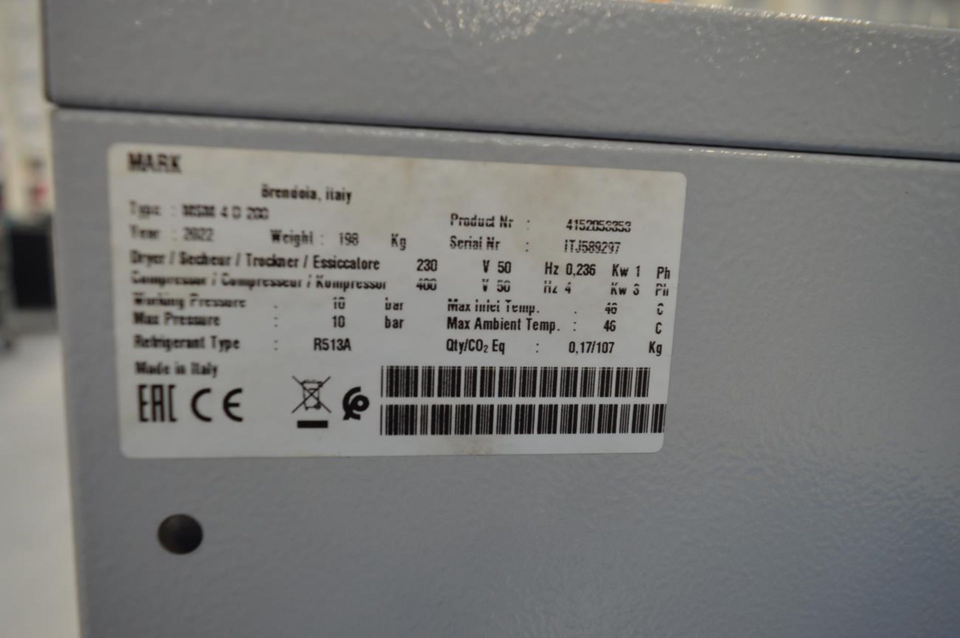 Mark, MSM4.D200 compressor, Serial No. ITJ589297 (DOM: 2022) - Image 5 of 5