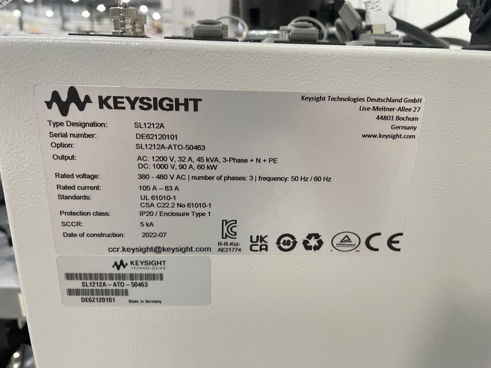 Keysight, Scienlab SL1212A regenerative AC emulator, 12000VAC/32A/45kva, Serial No. DE62120101 - Image 3 of 3