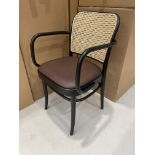 4x (no.) boxes tan rattan back chairs with arms (one chair per box)