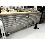 SGS, 96" stainless steel 24 drawer workbench tool chest cabinet