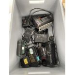 Box miscellaneous battery chargers, Bosch stapel gun and B&D jigsaw