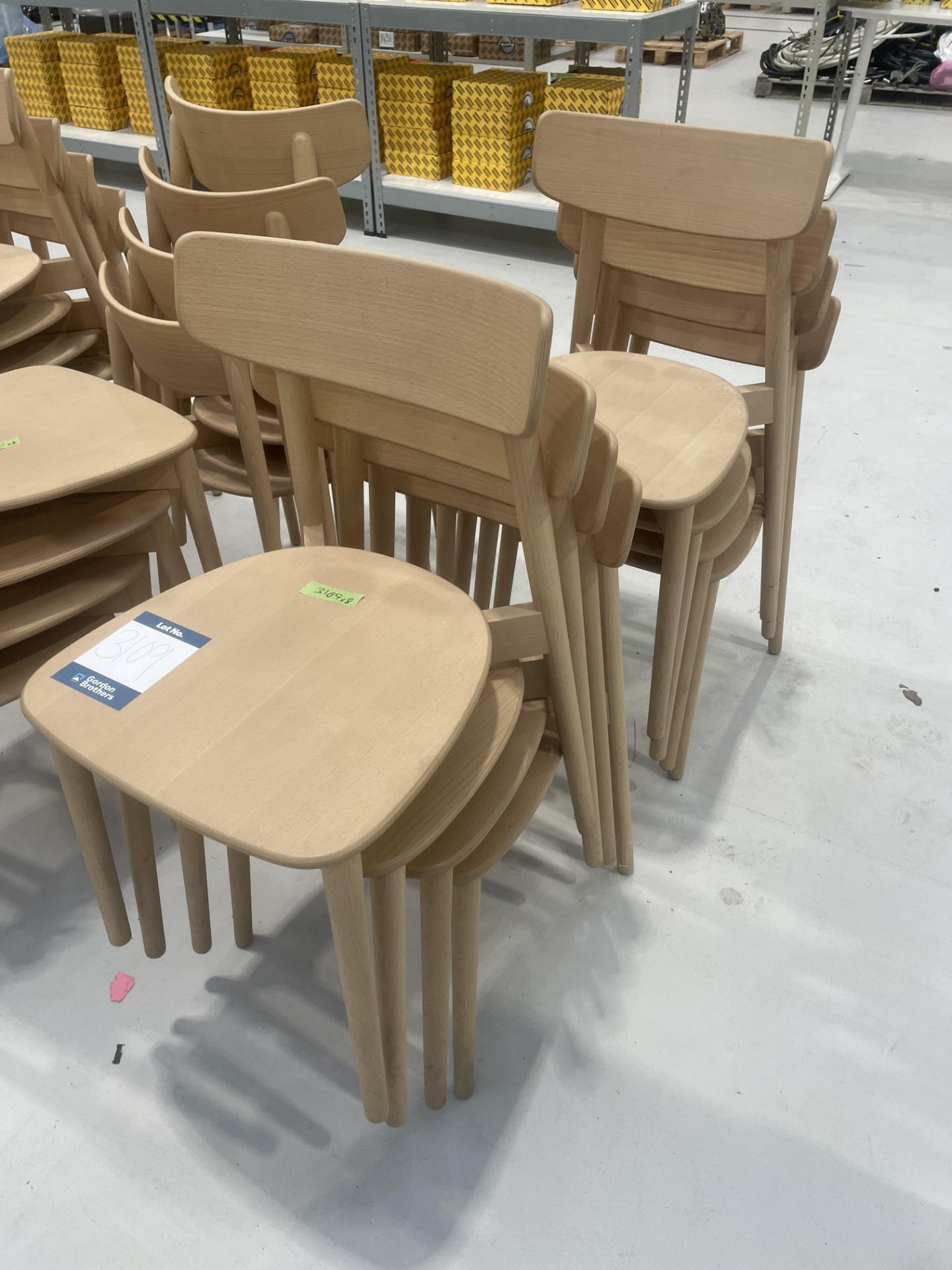 8x (no.) wooden stacking chairs