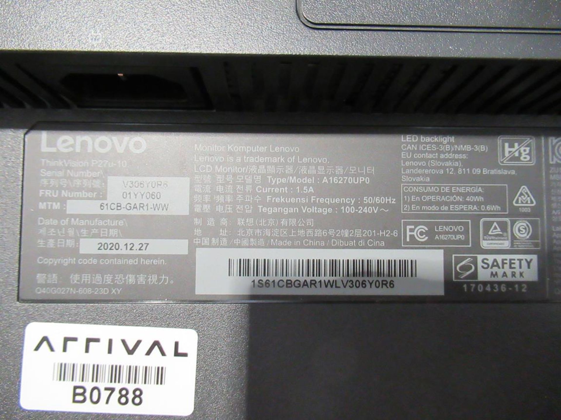 9x (no.) Lenovo, Thinkvision T27P LCD monitor - Image 10 of 14