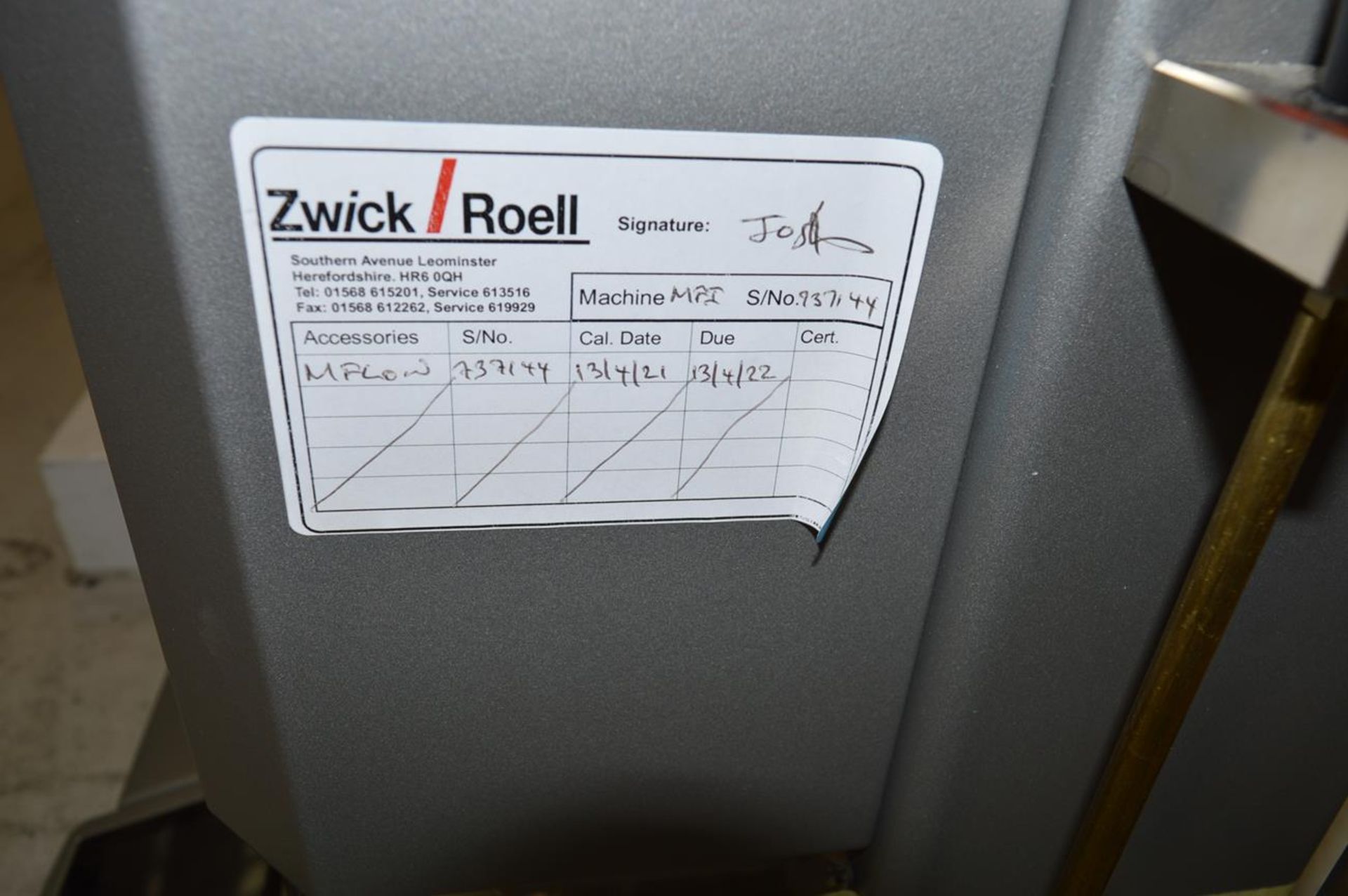 Zwick/Roell, model MFLOW extrusion plastometer, Serial No. 737144 - Image 3 of 3