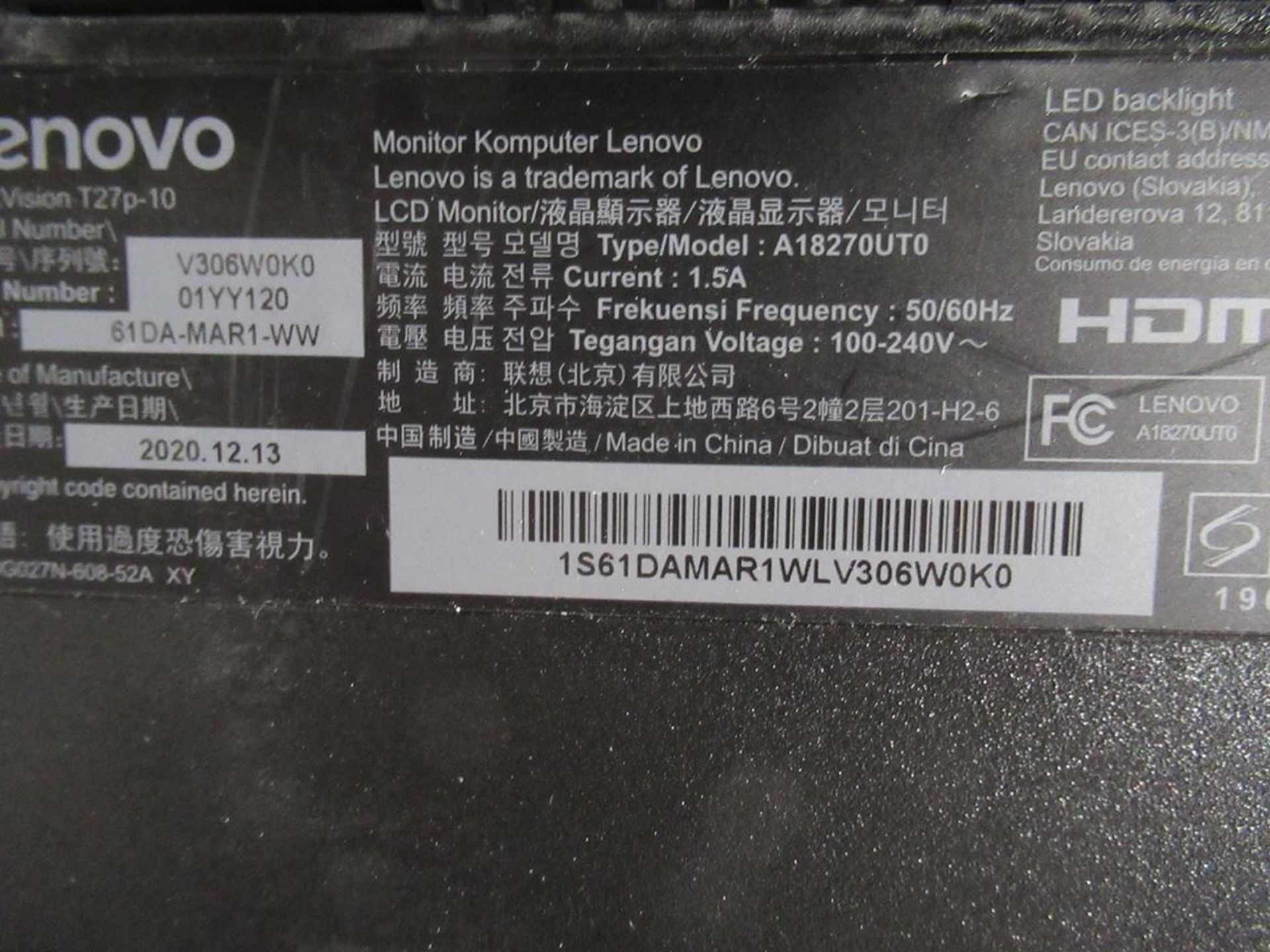 9x (no.) Lenovo, Thinkvision T27P LCD monitor - Image 7 of 15