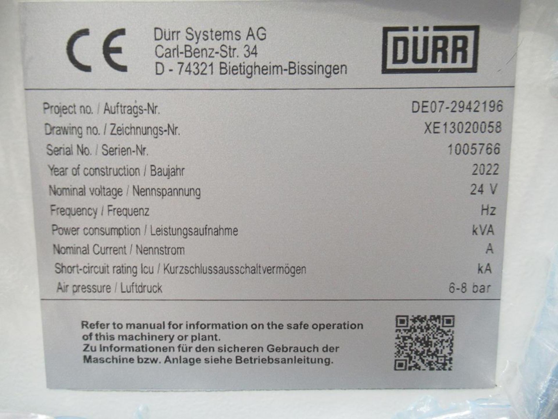 2x (no.) Durr, Ecoram 200 hydraulic barrel pumps, Serial No. DE1888768 (DOM: 2022) and DE1888765 (DO - Image 8 of 16