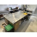 5x (no.) Holmes, stainless steel preparation tables, 2100 x 600 x 890mm approx.
