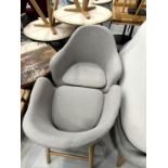 2x (no.) two seater cloth upholstered chairs and 2x (no.) cloth upholstered tub chairs