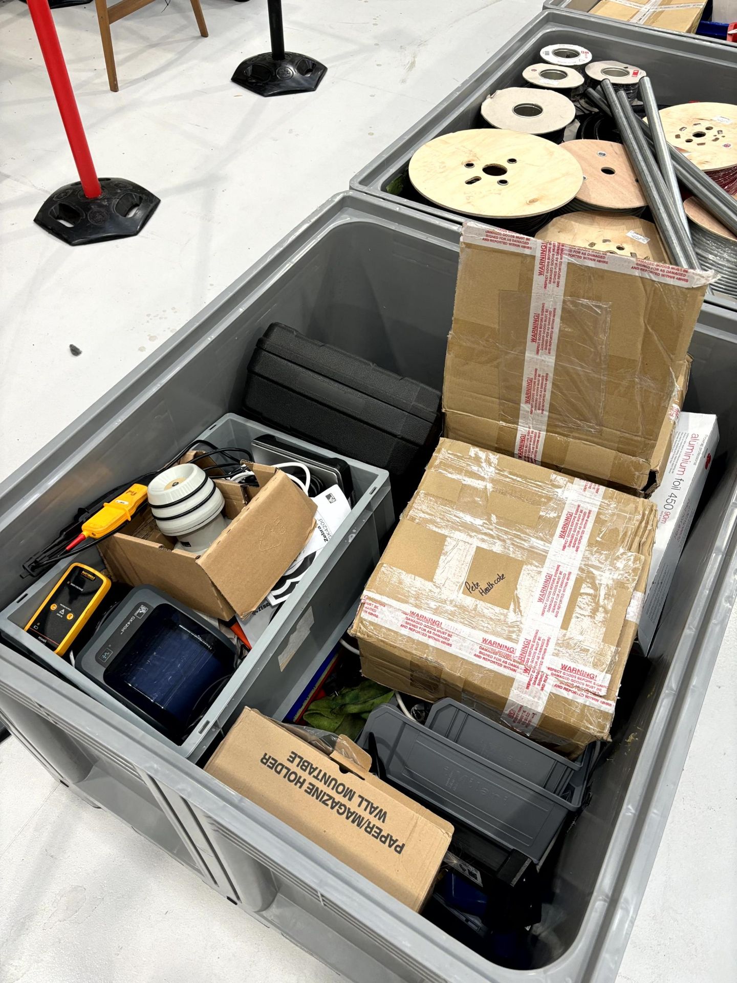 4x (no.) plastic pallet boxes with associated cable reels contents - Image 2 of 5