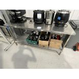 Holmes, stainless steel preparation table, 1800 x 700 x 890mm approx. with quantity coffee pots and