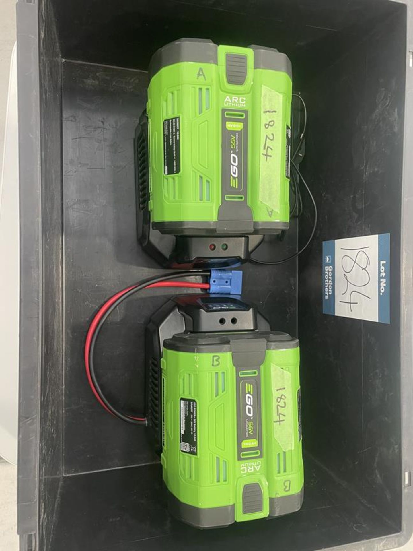 2x (no.) EGO, 56v lithium batteries with chargers