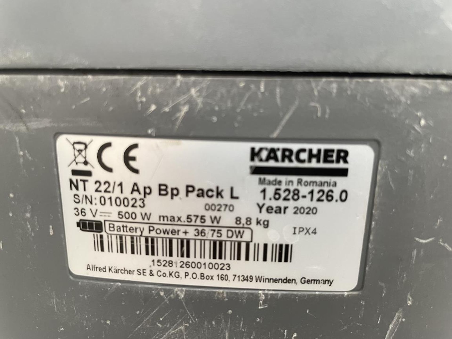 Karcher, NT22-1 AP BP pack L industrial vacuum, 36v - Image 3 of 3