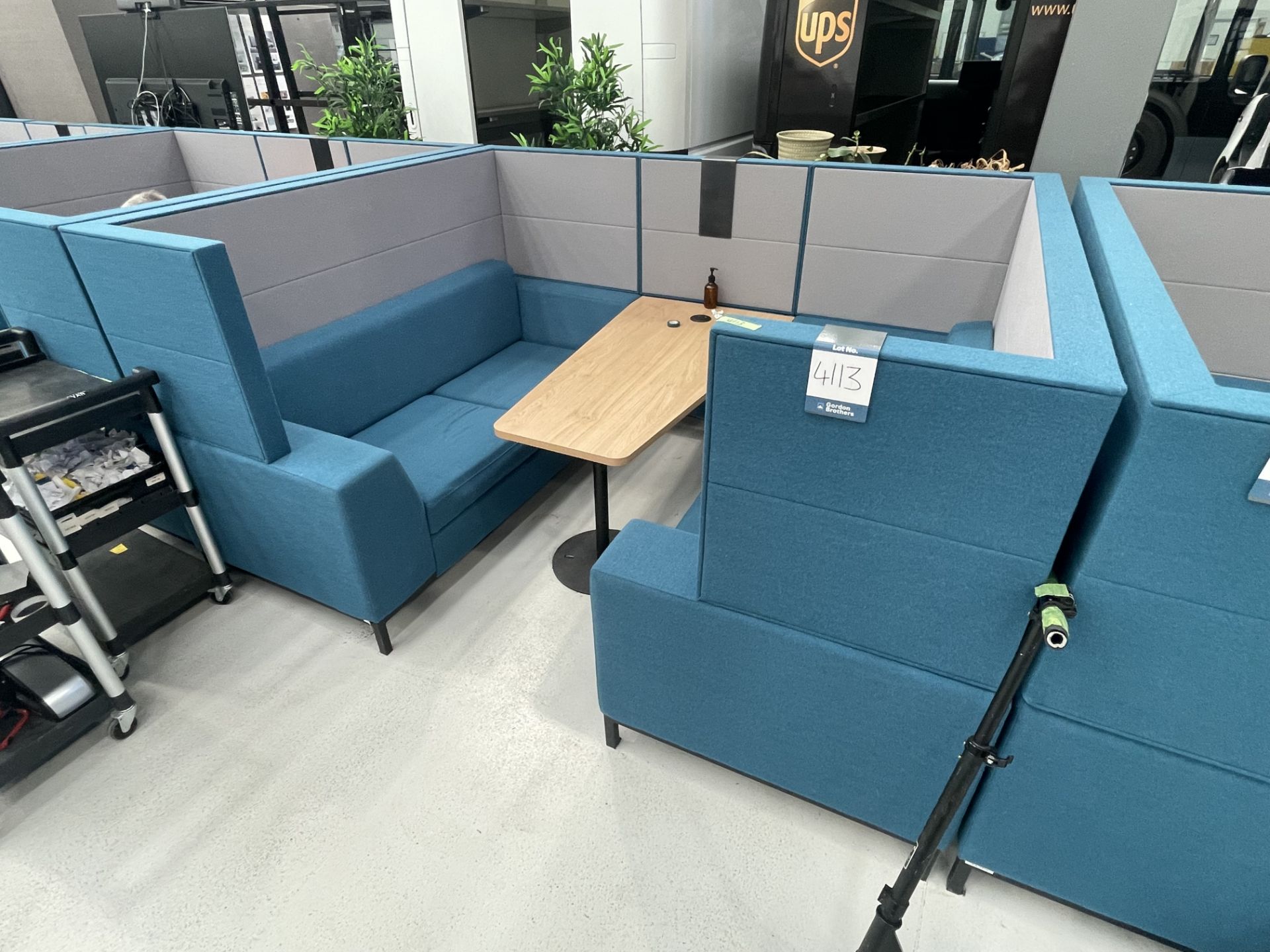 Sixteen3 Blue upholstered seating booth with wired table - Image 2 of 3