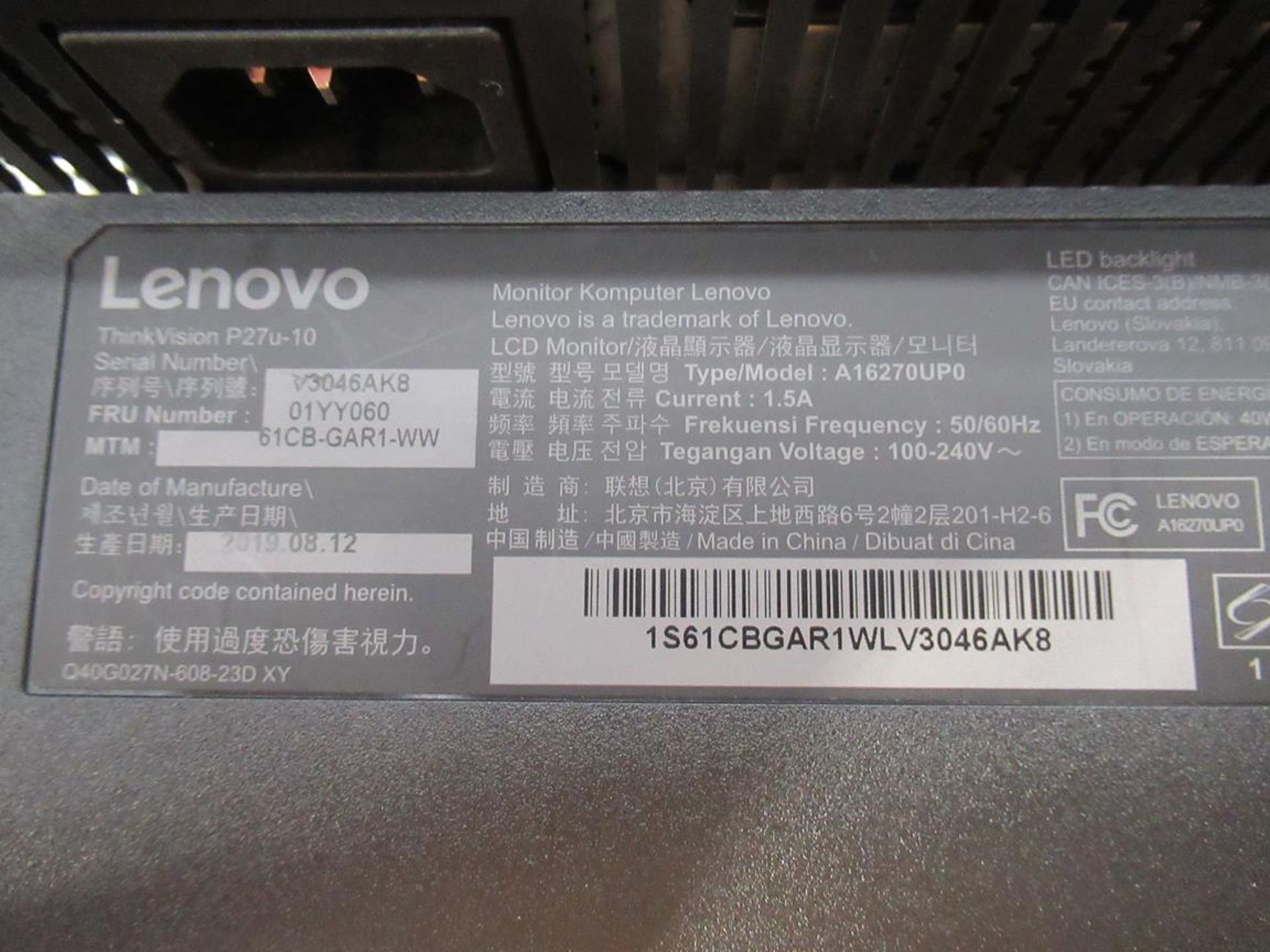 9x (no.) Lenovo, Thinkvision T27P LCD monitor - Image 10 of 15