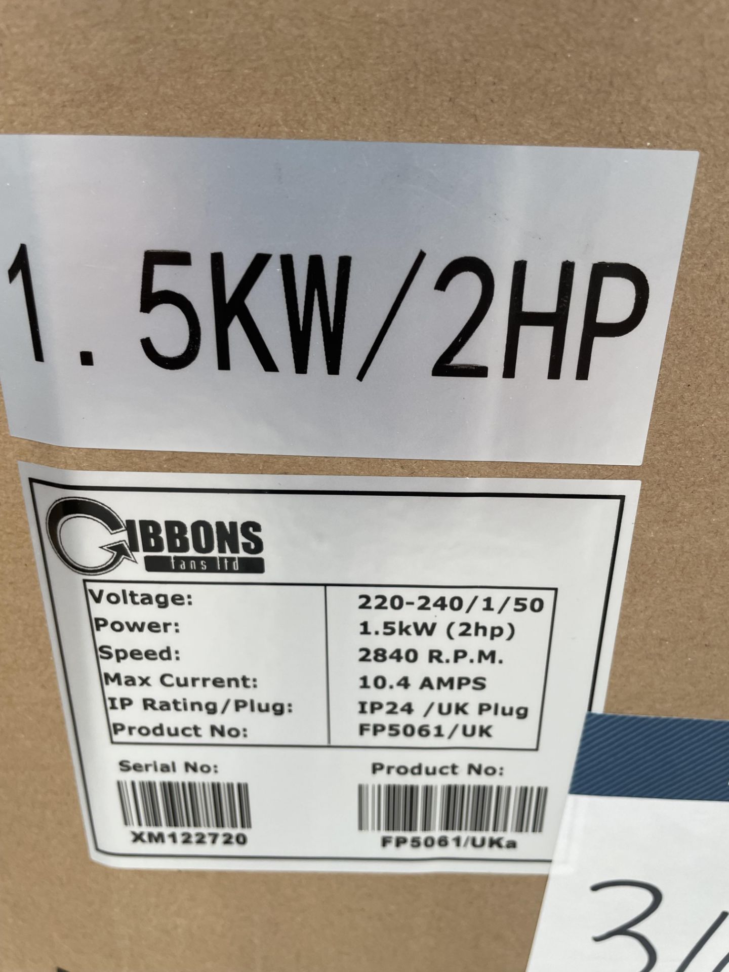 4x (no.) Gibbons, FPS061 blowers, 1.5kw/2HP (boxed and unused) - Bild 2 aus 2