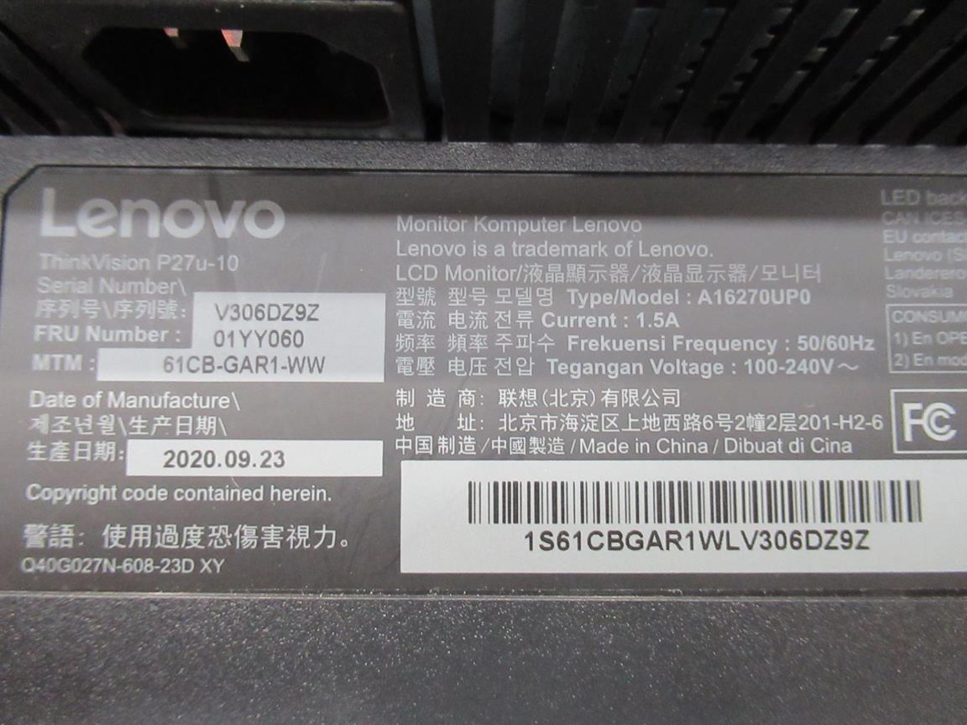 9x (no.) Lenovo, Thinkvision T27P LCD monitor - Image 6 of 13