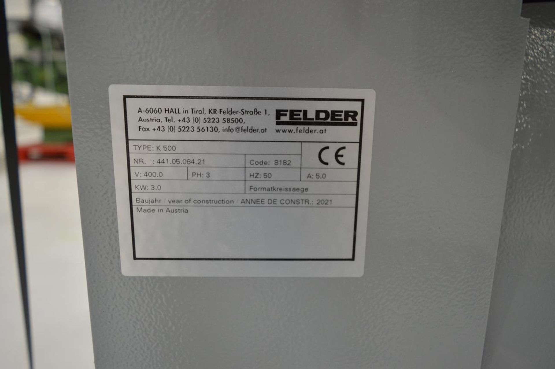 Felder, K500 sliding table panel saw, Serial No. 441.05.06421 (DOM: 2021) - Image 5 of 5