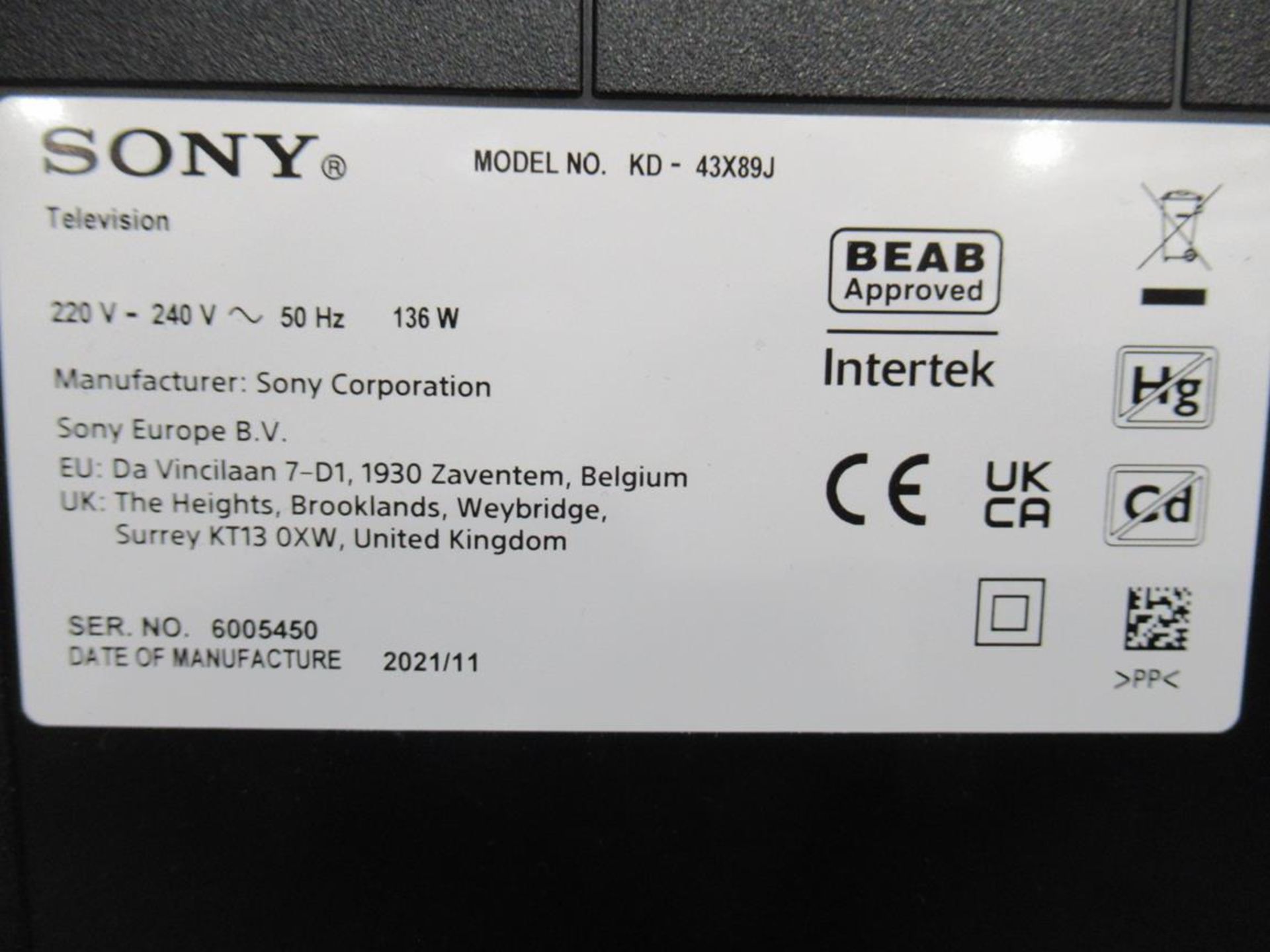 Sony, KD-43X89J 43" television on stand - Image 4 of 5
