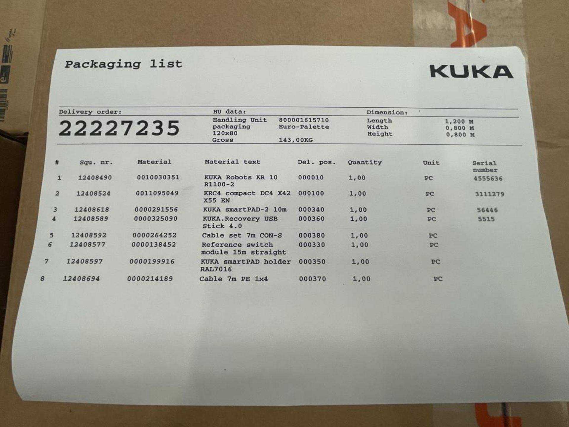 Kuka, KR10-R1100-2 six axis robot set comprising Kuka robot, KRC4 compact controller, Smart pad, cab - Image 4 of 4