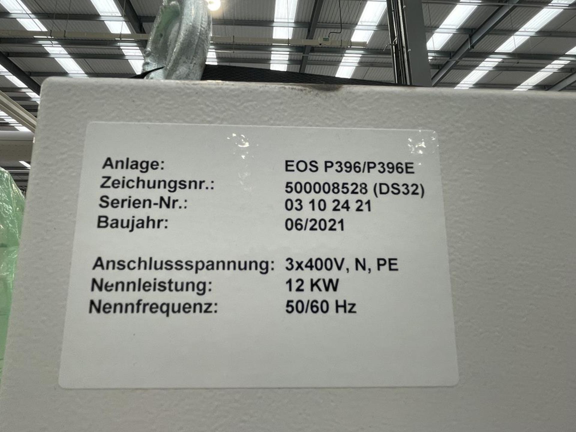 EOS P396 3D printer Serial No. S1.07.04.4114 (2021) with EOS 15" One Touch Monitor on Stand and Cont - Image 8 of 13