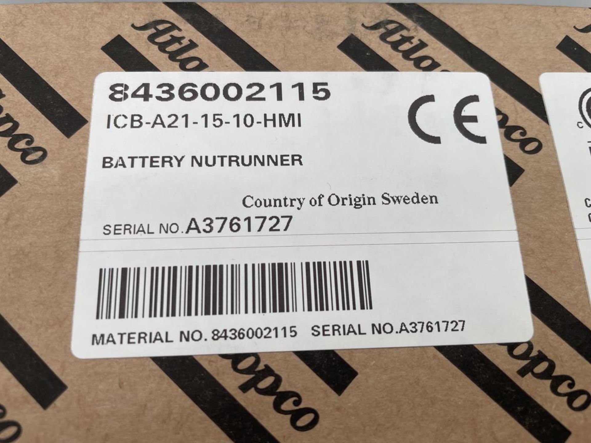 Atlas Copco, ICB-A21-15-10-HMI battery nut runner (boxed and unused) - Image 2 of 2
