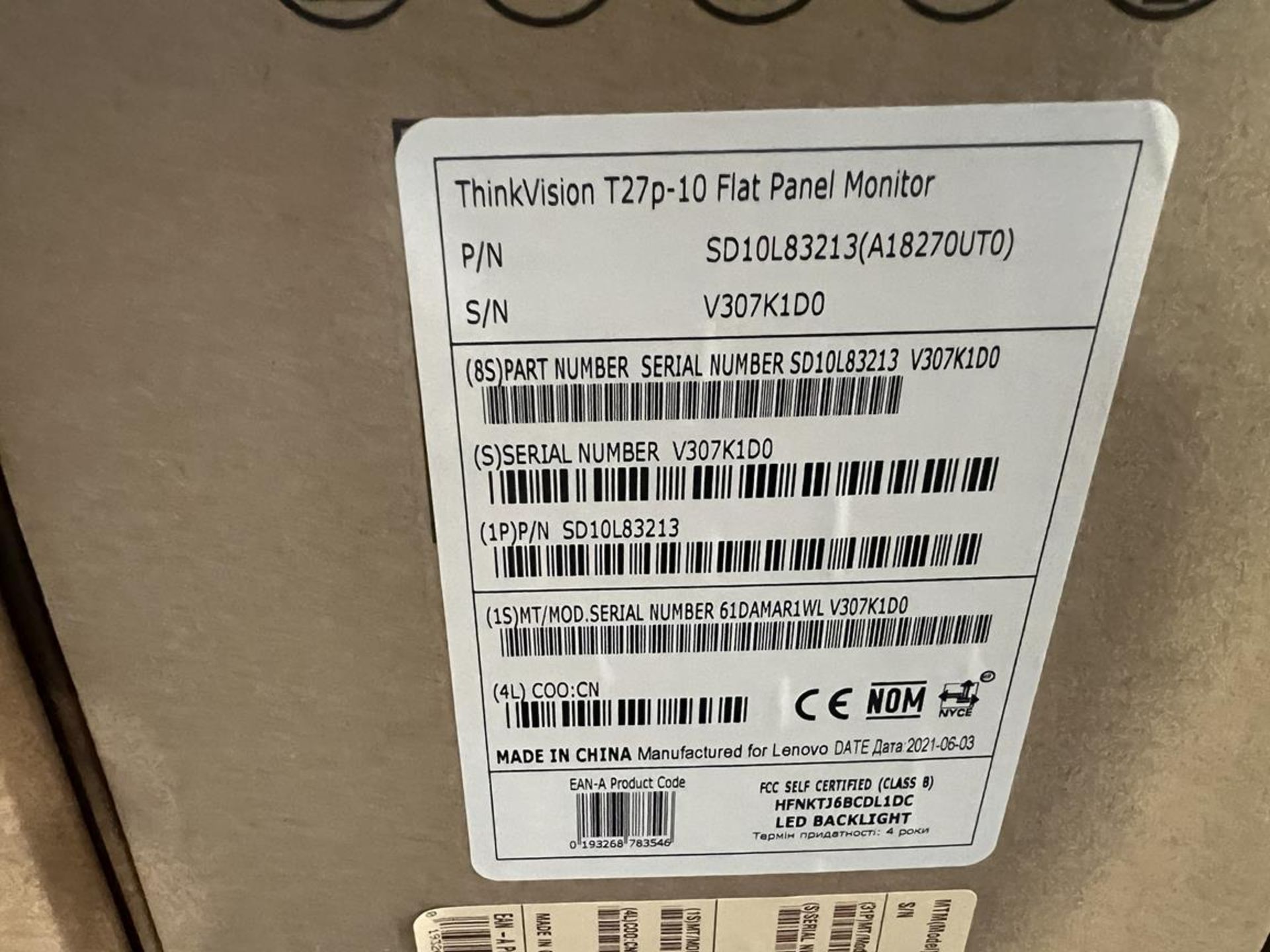 4x (no.) Lenovo, Thinkvision T27P-10 flat panel monitor (boxed) - Image 4 of 5