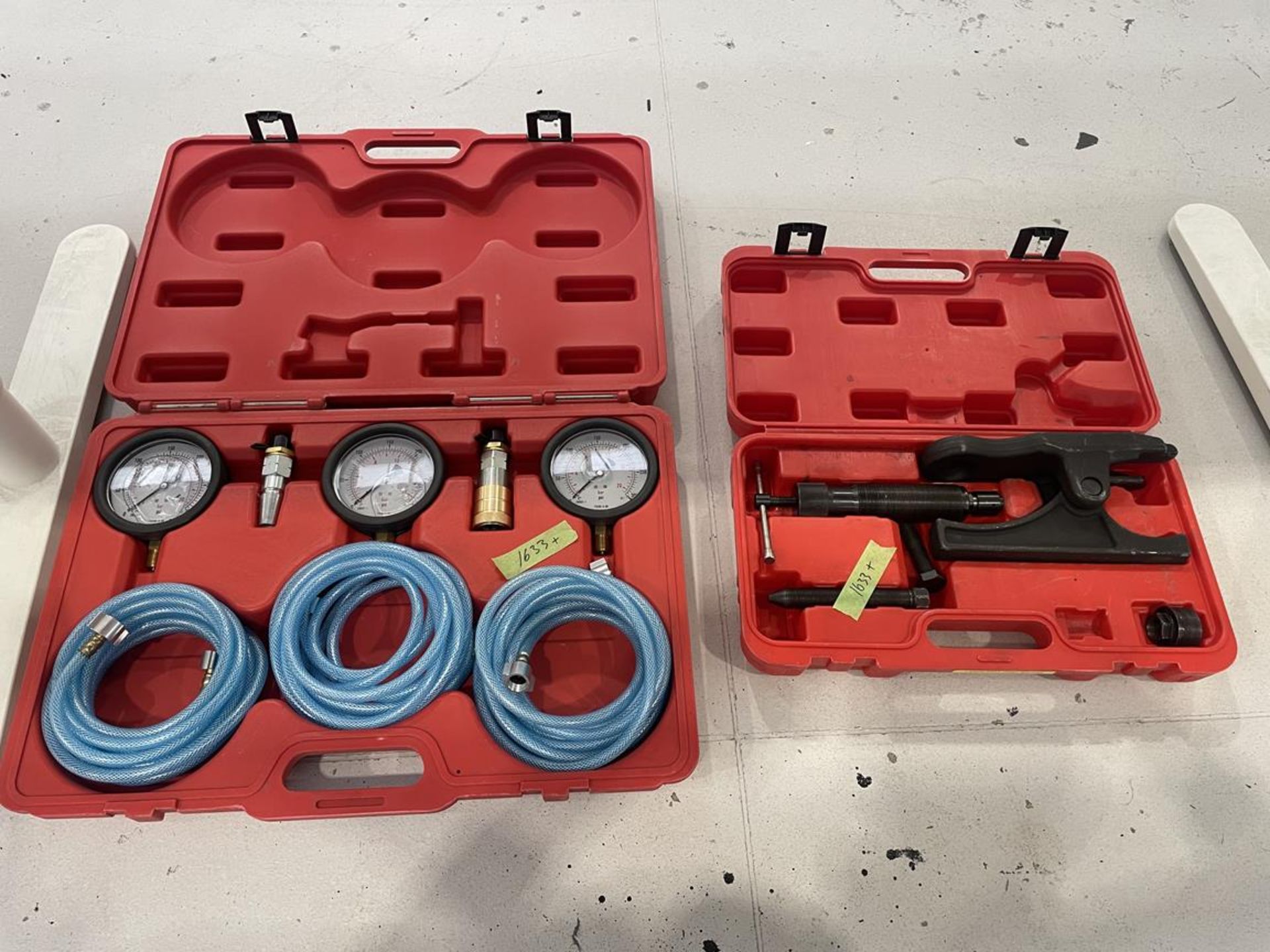 Sealey, ball joint splitter and Sealey, three piece HGV air brake test kit