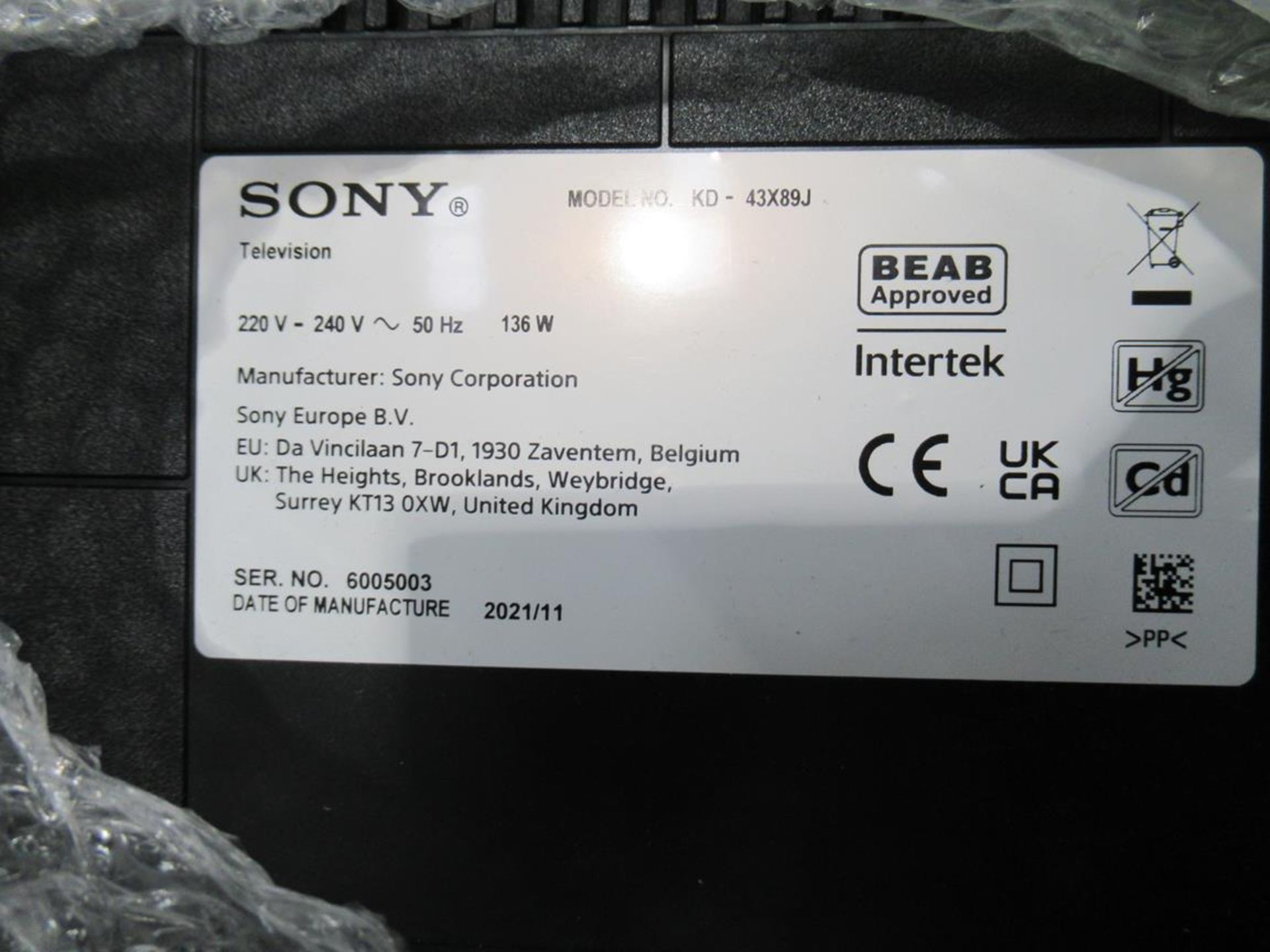 Sony, KD-43X89J 43" television - Image 3 of 5