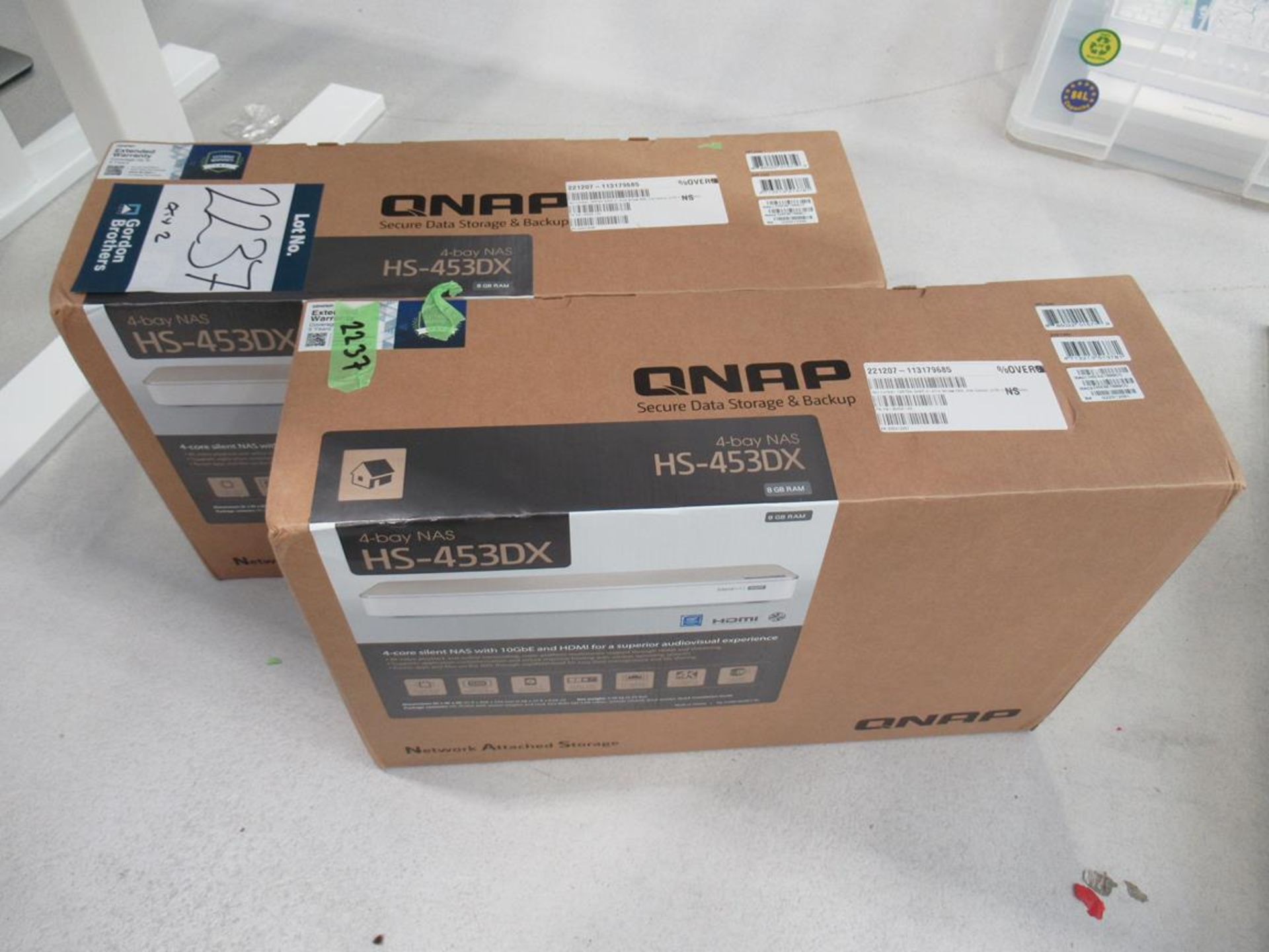 2x (no.) QNAP, HS-453DX secure data storage back-up units, 4 bay NAS