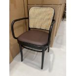 4x (no.) boxes tan rattan back chairs with arms (one chair per box)