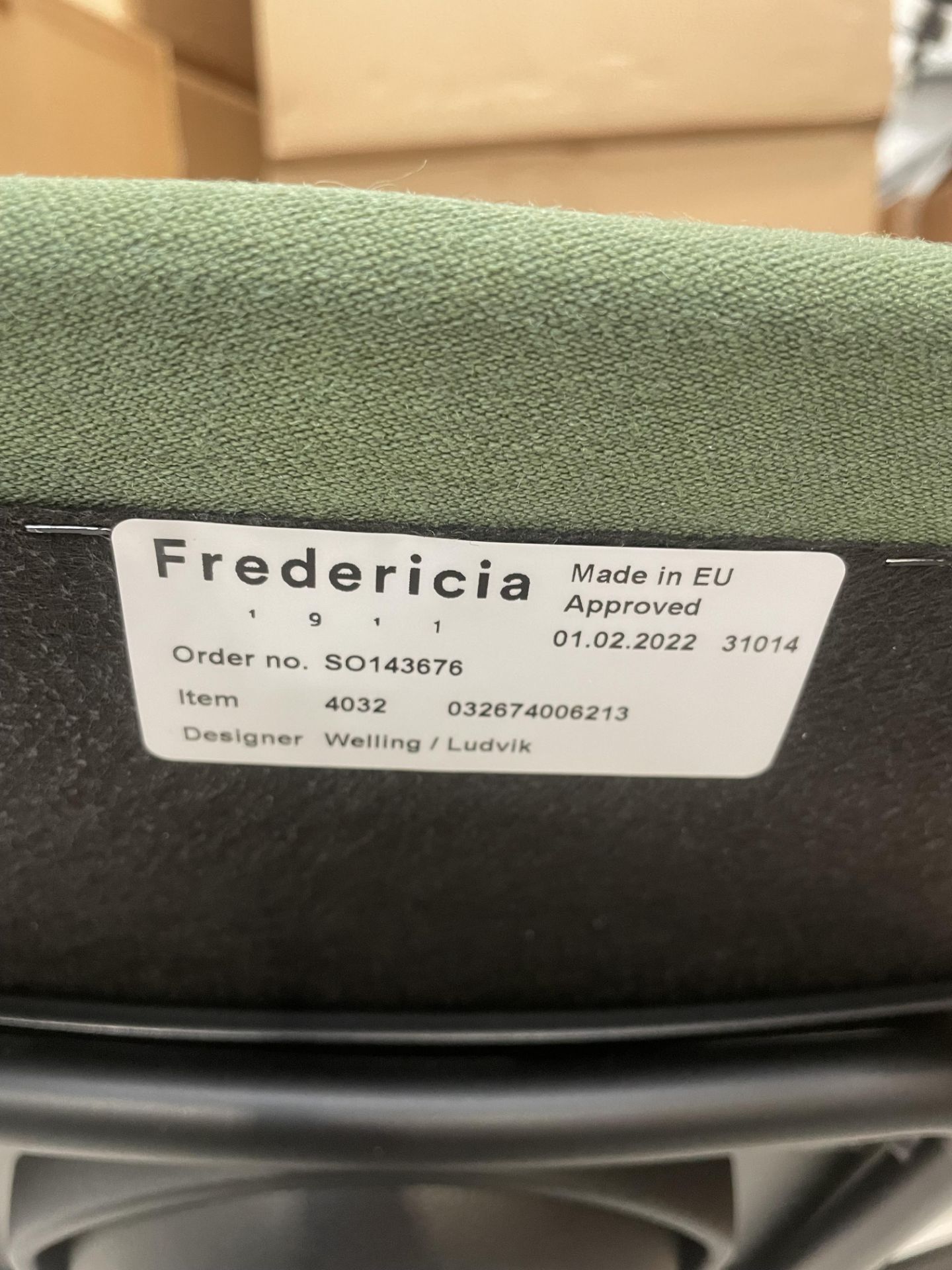 Set of 6x (no.) Fredericia cloth upholstered chairs, green - Image 2 of 4