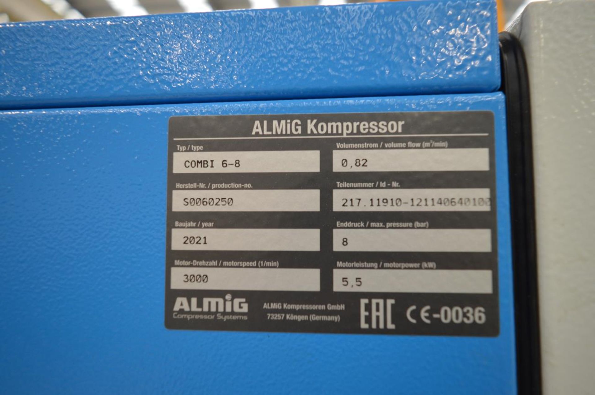 Almig, Combi 6-8 compressor, Serial No. S0060250 (DOM: 2021) - Image 5 of 5