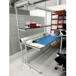 Inspection workstation with shelf and overhead light bar, 1800mm x 900mm