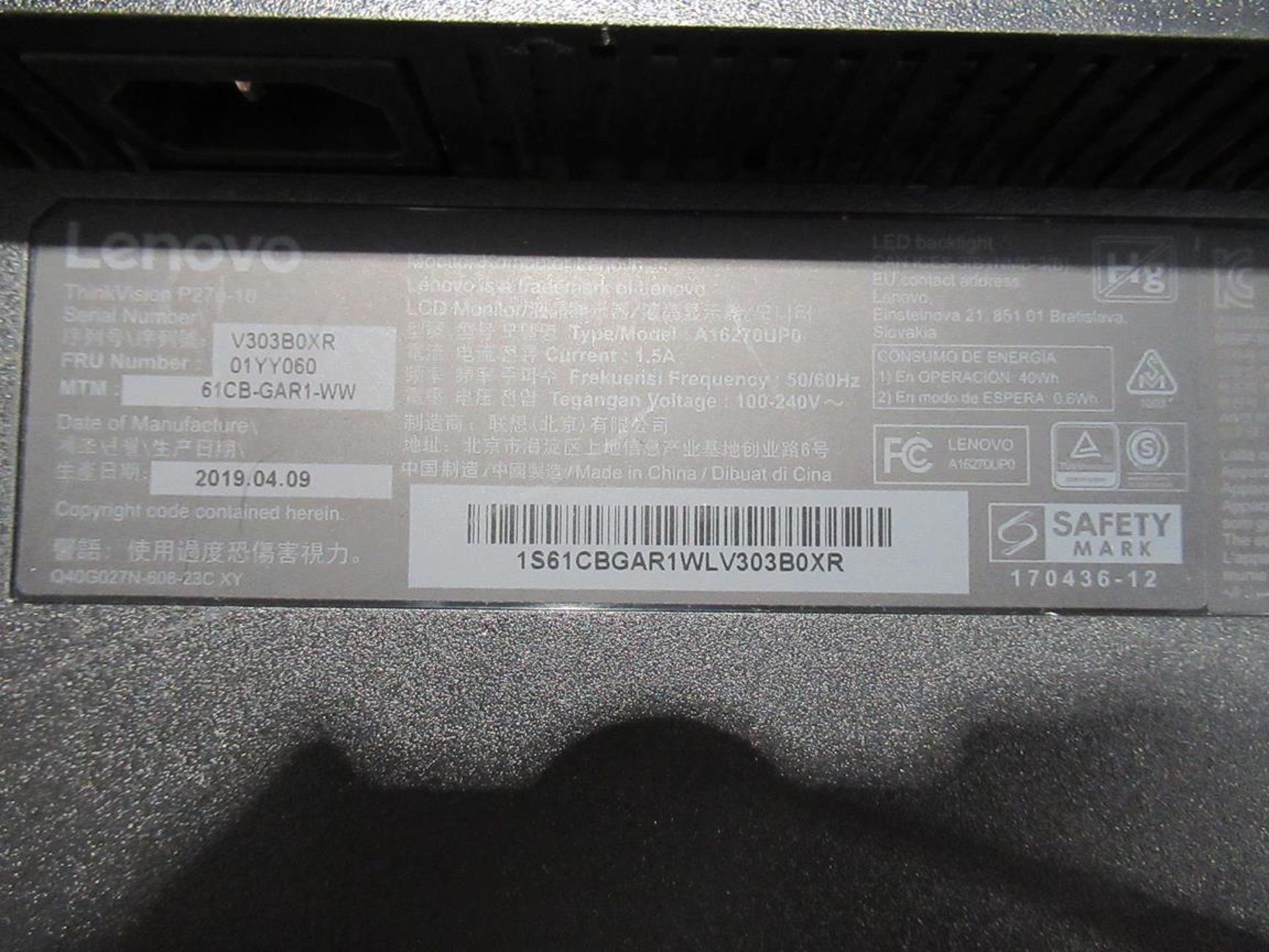 9x (no.) Lenovo, Thinkvision T27P LCD monitor - Image 7 of 14