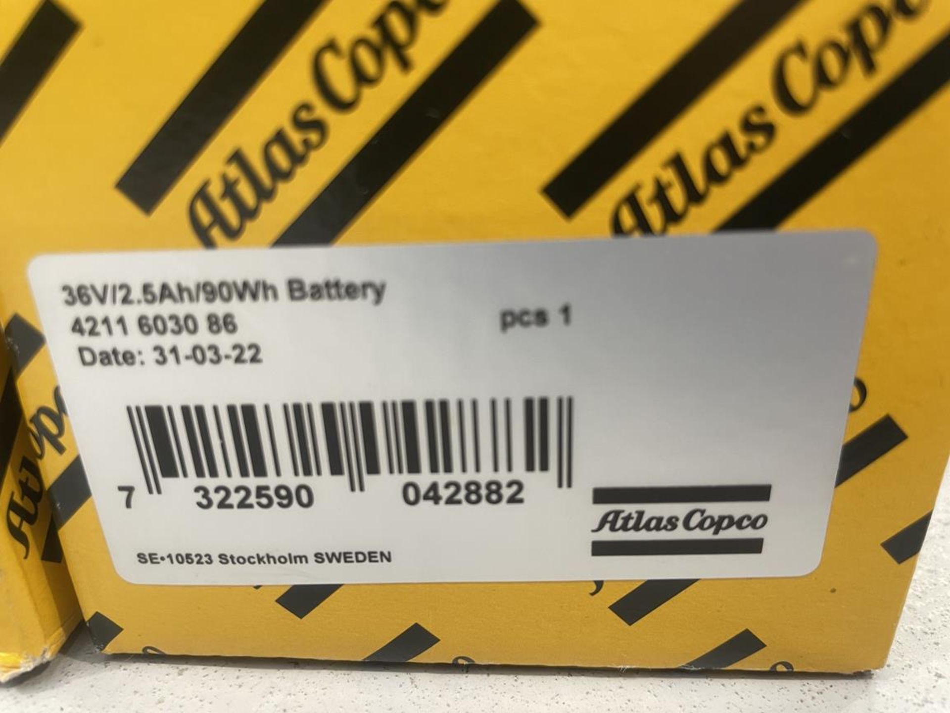 4x (no.) Atlas Copco, rechargeable batteries, 36v/2.5 amp (boxed) - Image 4 of 4