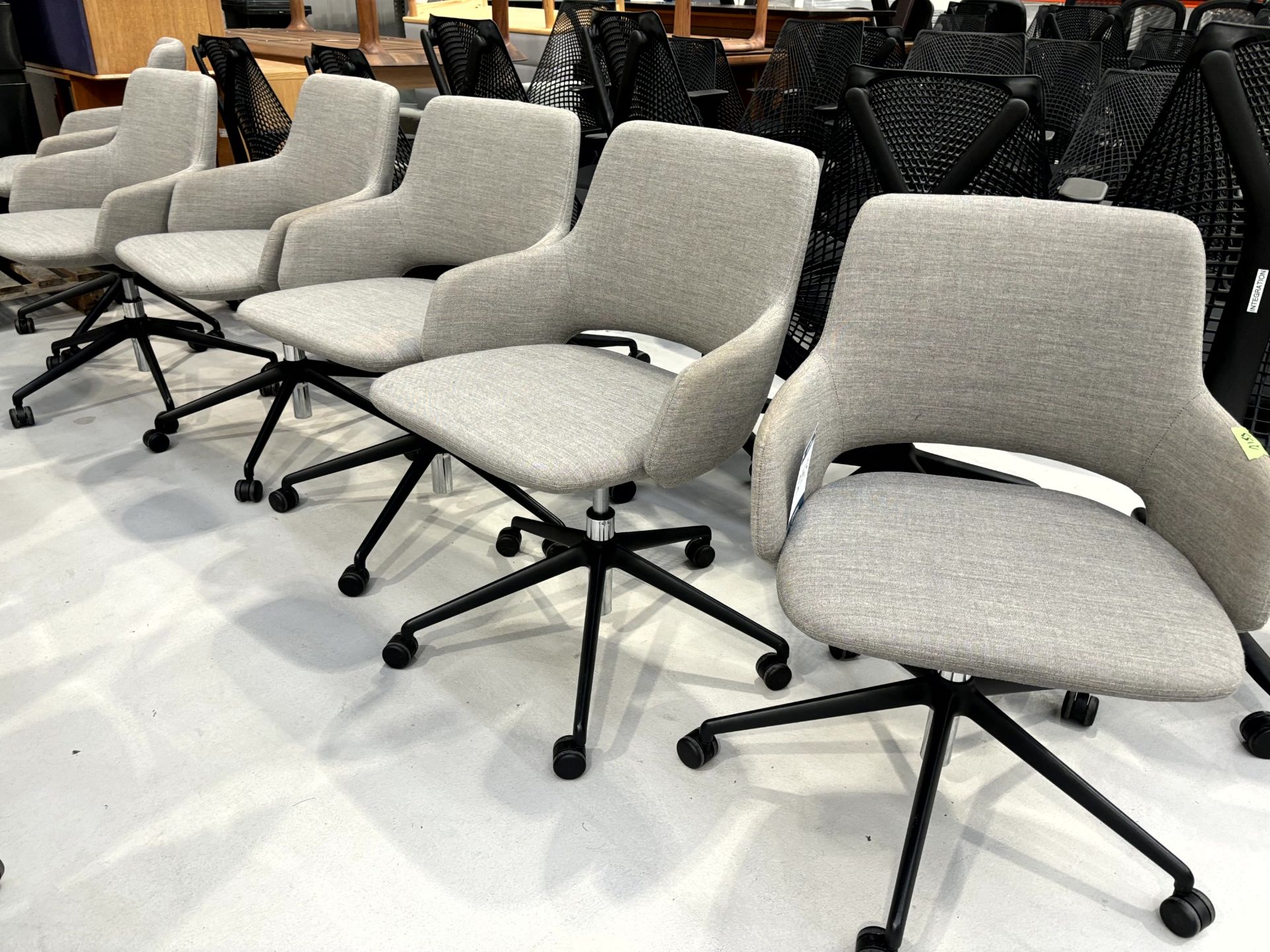 6x (no.) office chairs, fabric upholstered