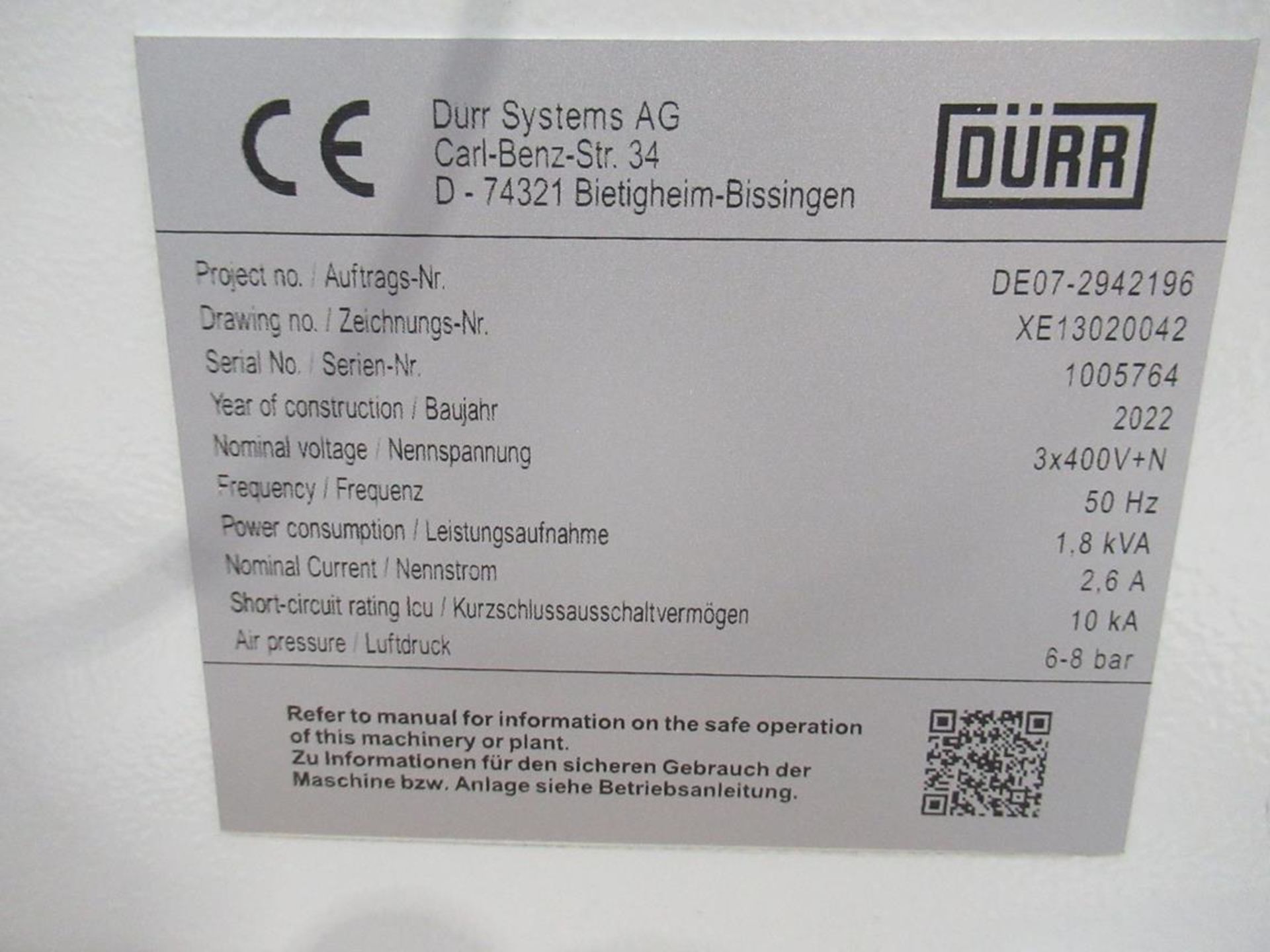 2x (no.) Durr, Ecoram 200 hydraulic barrel pumps, Serial No. DE1888764 (DOM: 2022) and DE1888763 (DO - Image 4 of 15
