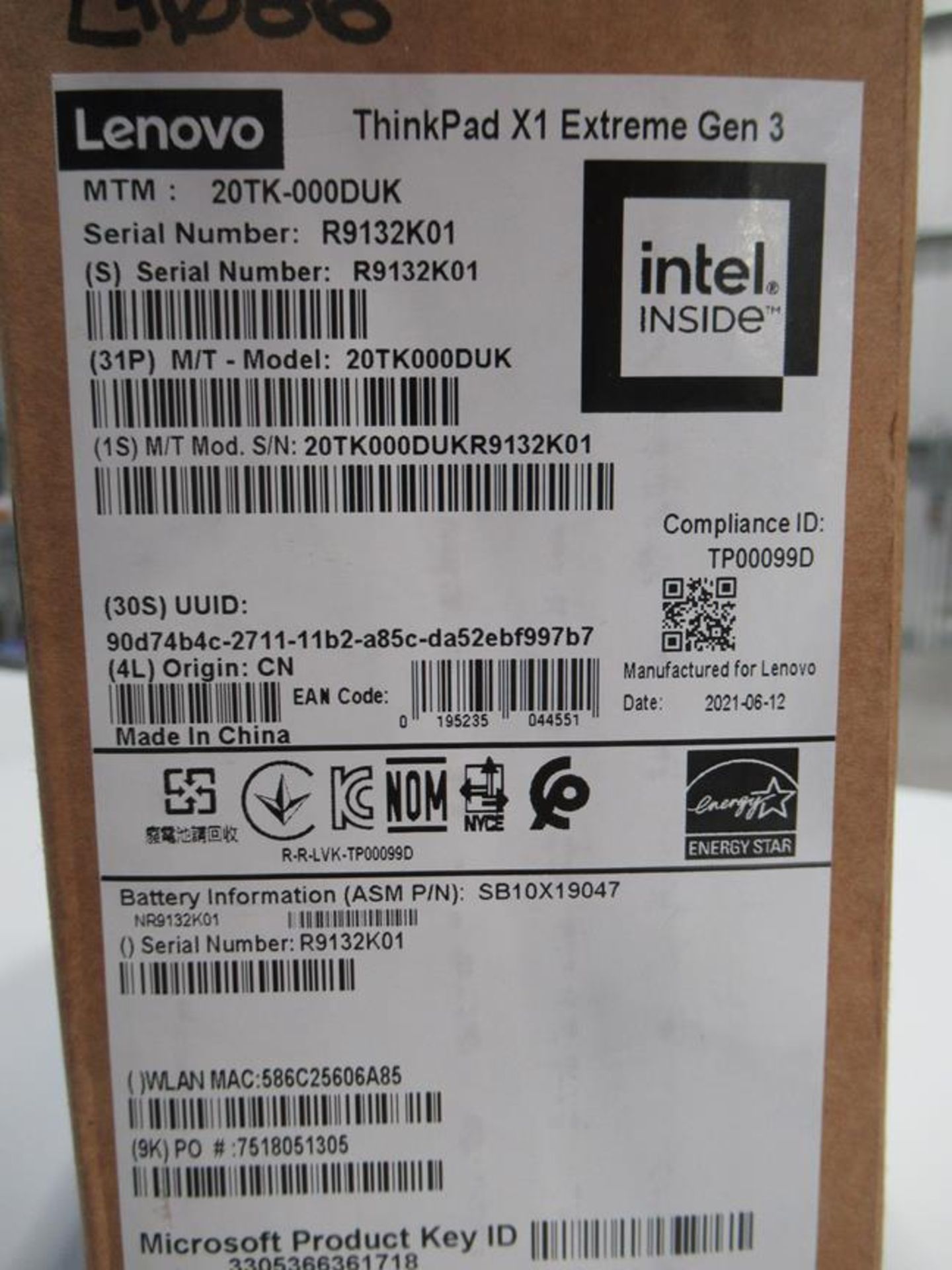 Lenovo, Thinkpad X1 Extreme Gen 3 CAD specification (boxed) - Image 4 of 5