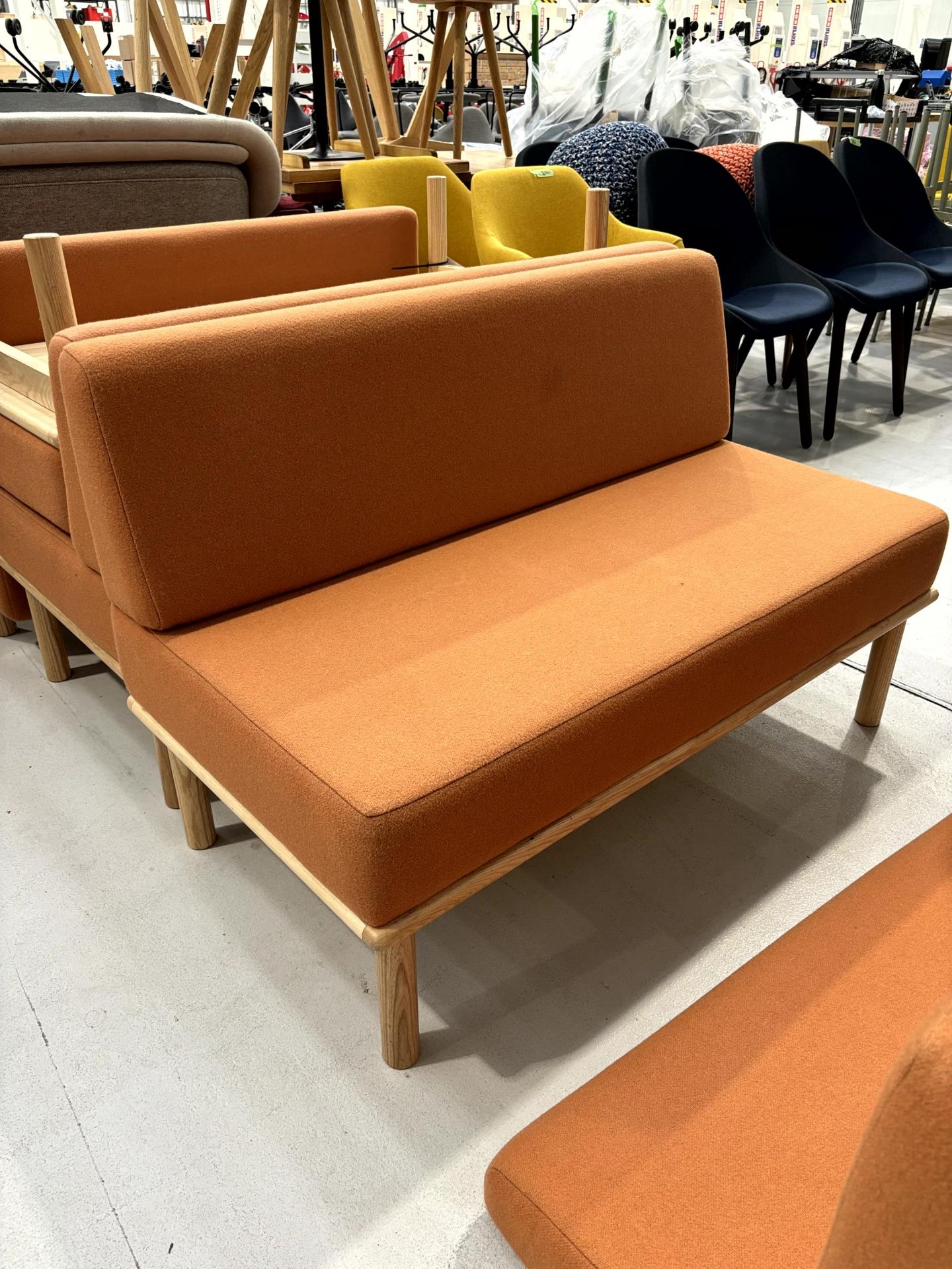 3x (no.) cloth upholstered bench seats