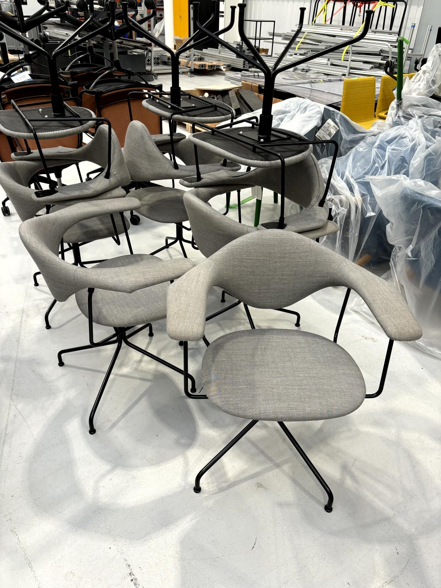 8x (no.) office chairs, cloth upholstered