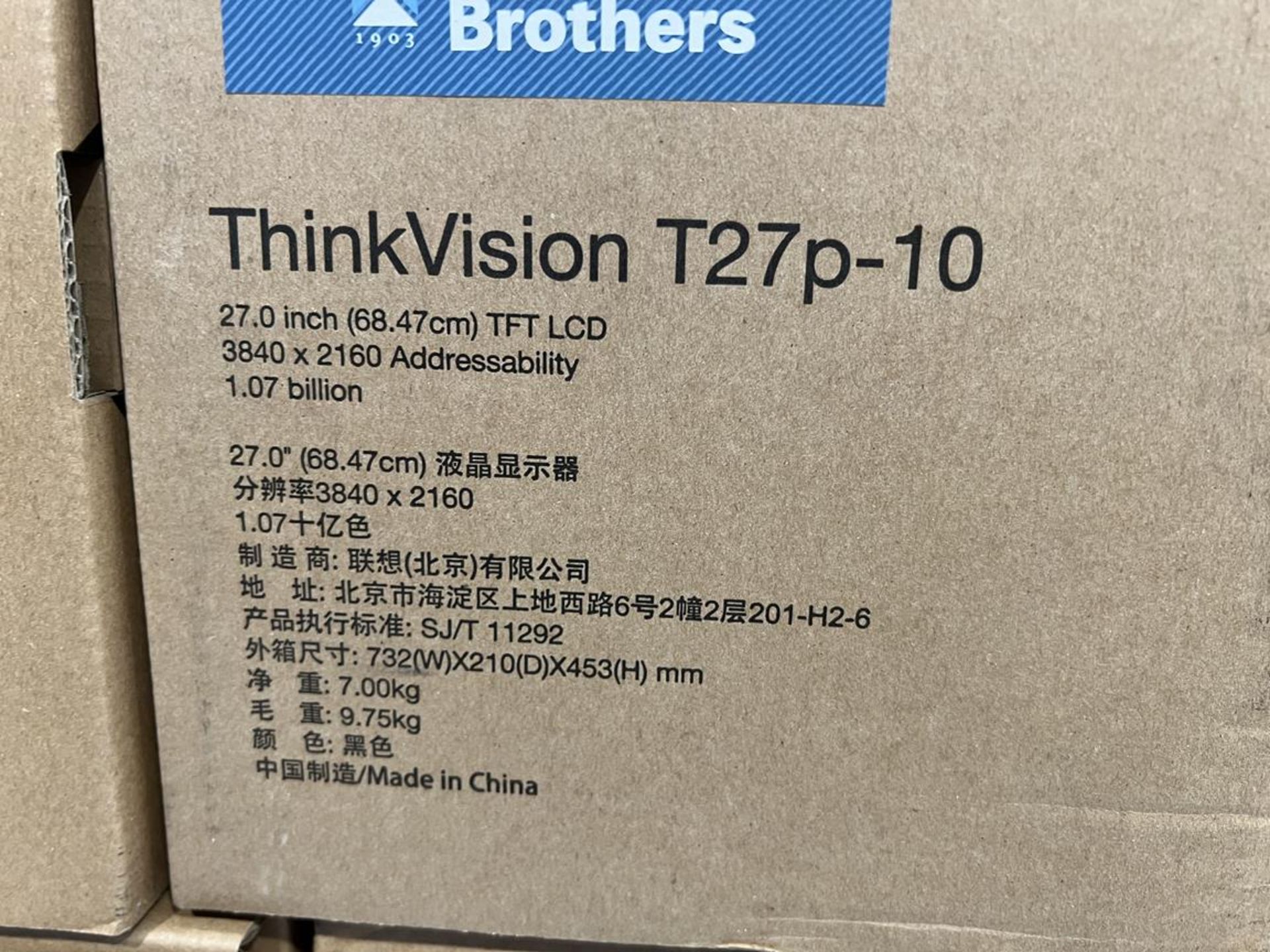 4x (no.) Lenovo, Thinkvision T27P-10 flat panel monitor (boxed) - Image 5 of 5